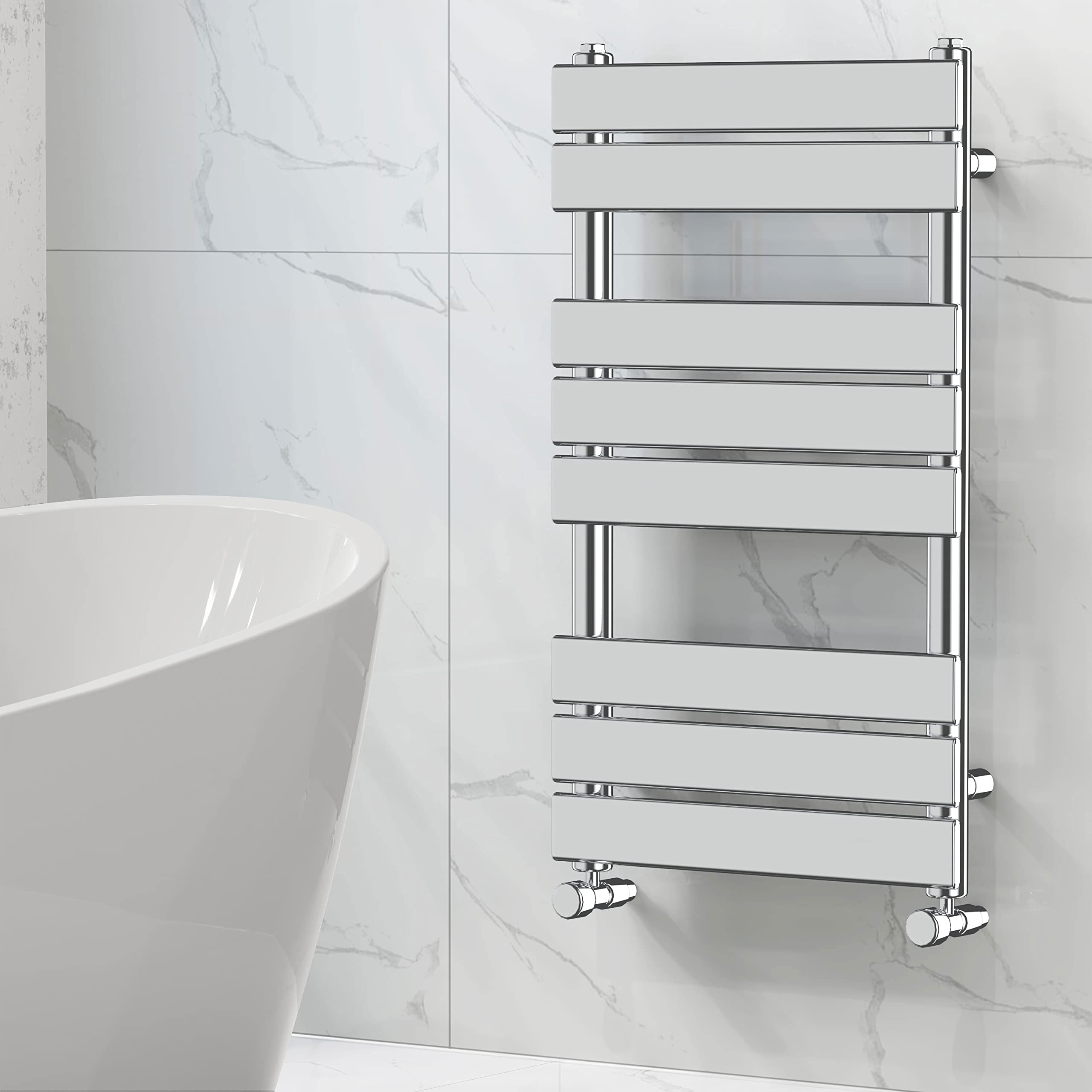 NRG Designer Flat Panel Heated Towel Rail Radiator 800×450mm Chrome