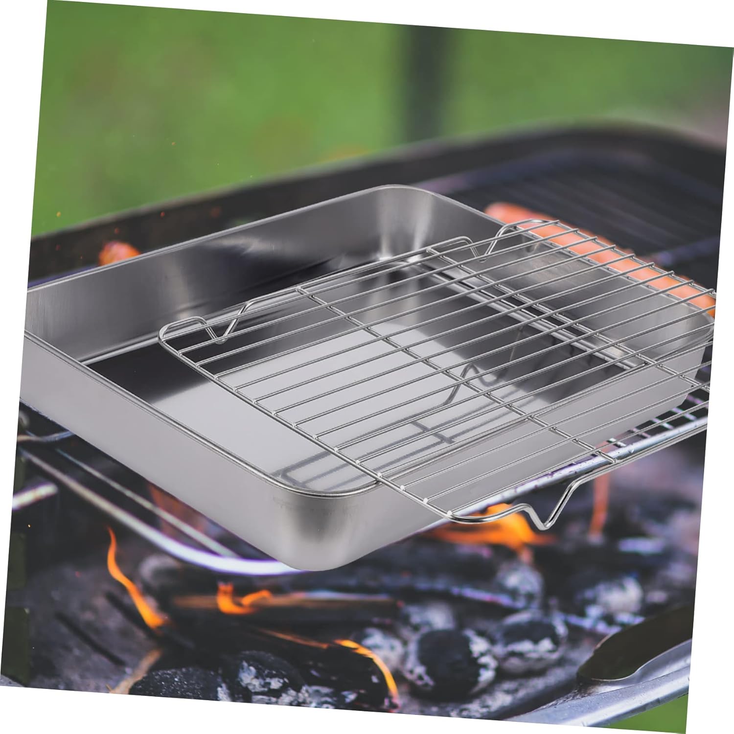 PRETYZOOM Bakeware Pans Steel Baking Sheet Wire Rack Draining Oil Tray Steaming Supply