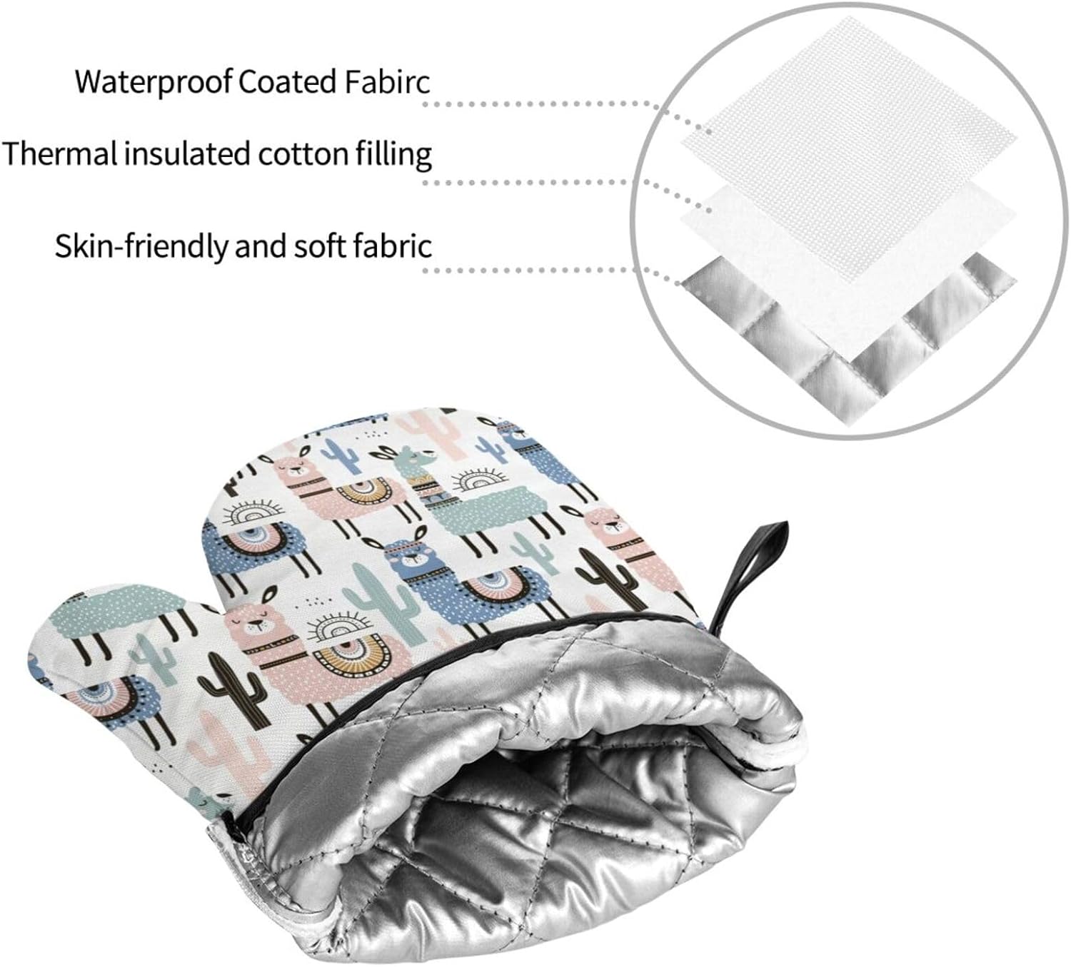 Tropical Cactus Animal Lama Kitchen baking four piece set, fit for cooking and baking, oven, microwave, and outdoor barbecue