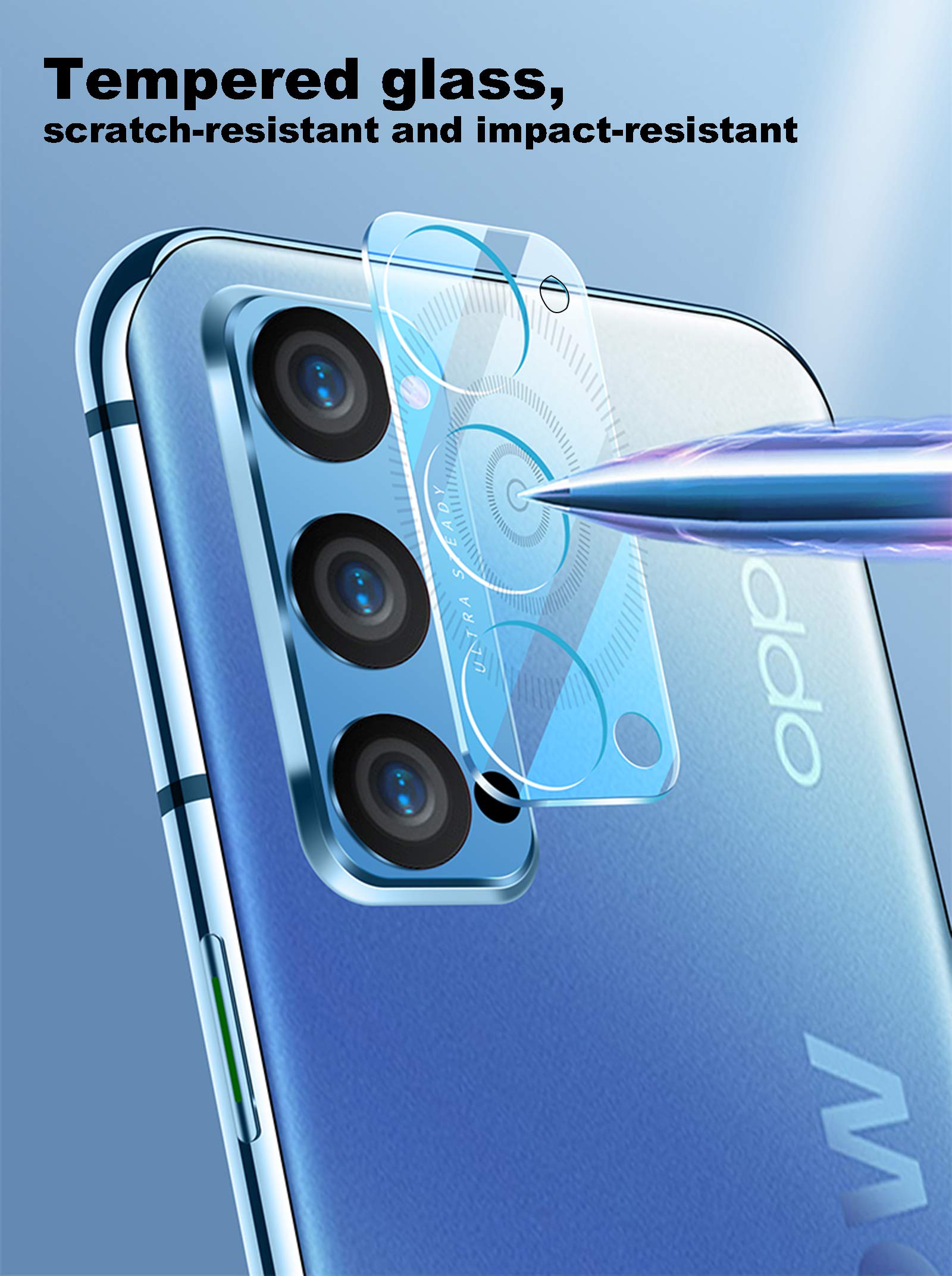 NOKOER Protezione Fotocamera Per Oppo Reno 4 5G: Vetro Temperato HD, 2 Pezzi - 4