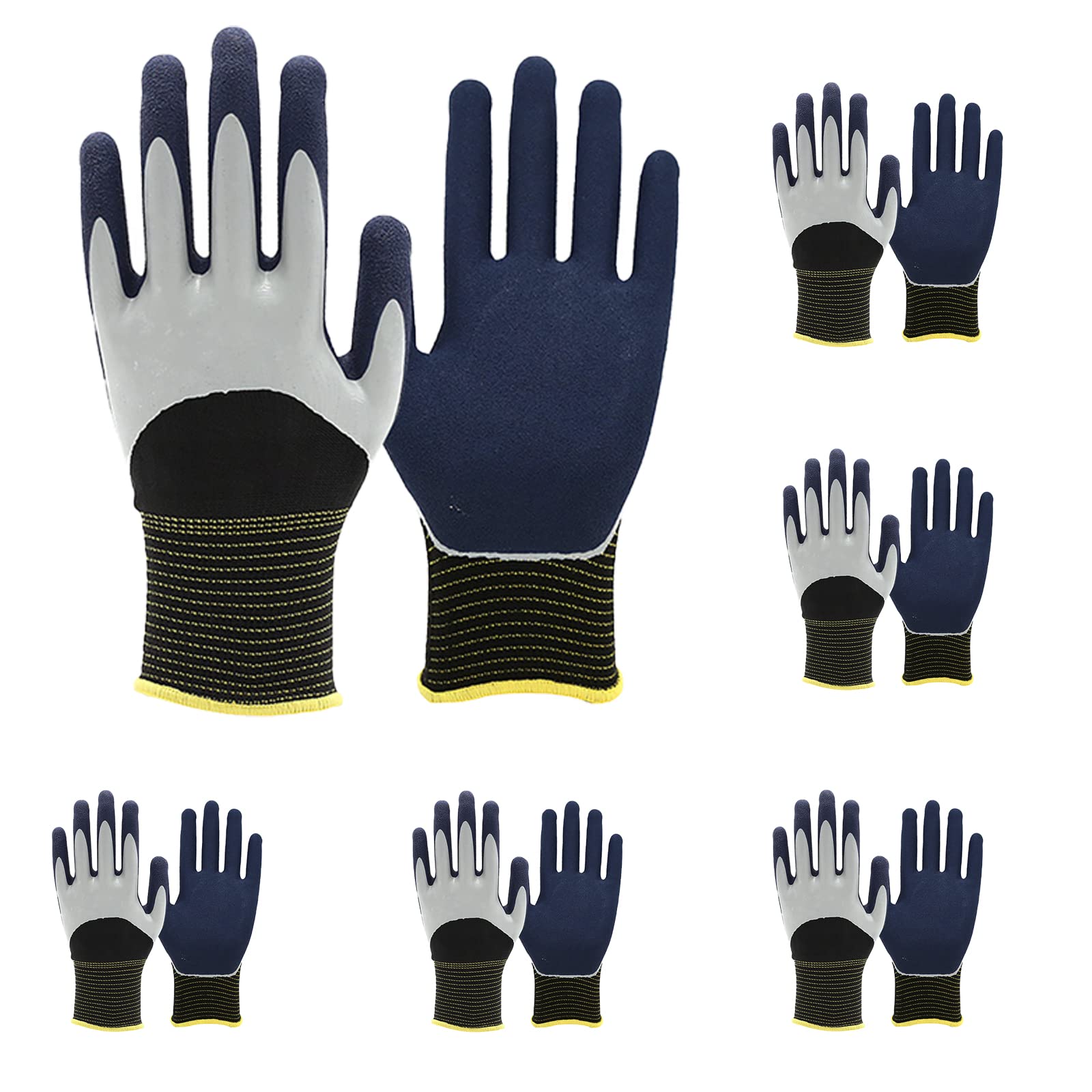 6 Paare wasserdichte rutschfest Gartenhandschuhe Mehrzweck Arbeitshandschuhe Handschuhe Bauhandschuhe Freien Arbeiten für Herren und Damen
