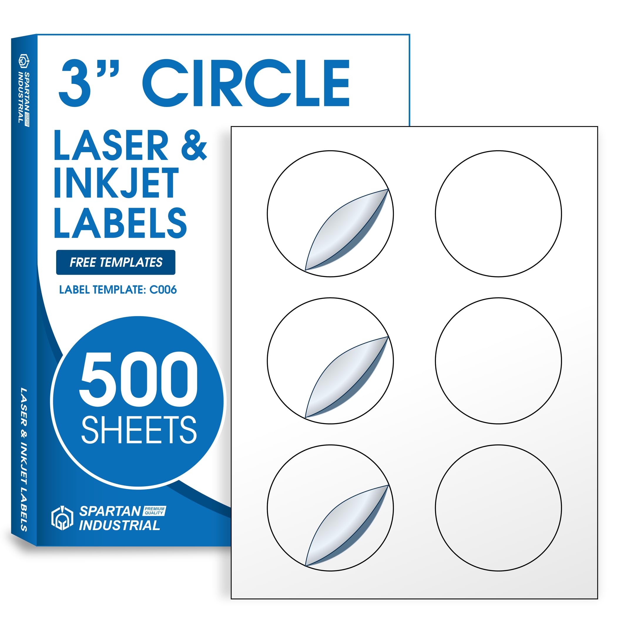 3" Printable Round Labels for Laser and Inkjet Printers - 3000 Blank Labels, 500 Sheets for Business Logos, Thank You Stickers, Price Tags, QR Codes -