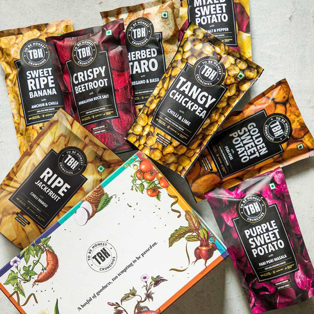 TBH - To Be Honest Assorted Healthy Fruit & Vegetable Snacks Gift Pack | Gluten Free | Vegan Friendly Snack | Low Fat | 50% Less Oil | No Preservatives - Pack of 8 - (555 GM) (B0D95P56V7) Amazon Price History, Amazon Price Tracker