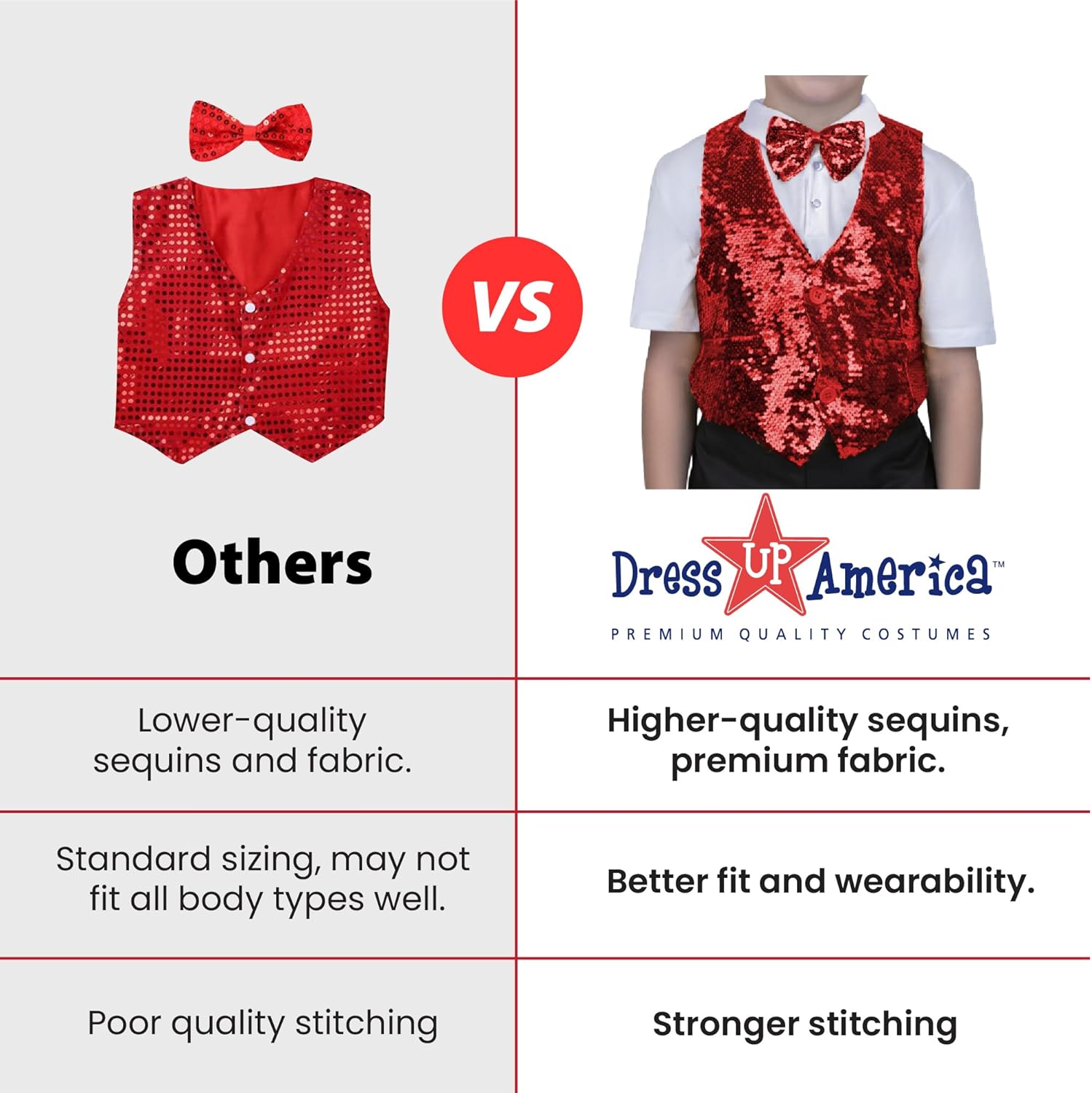 Dress Up America Sequin Vest with Bowtie - Sparkly Vest for Boys - Costume Party Vest for Kids - Boys Sequin Vest - Image 6