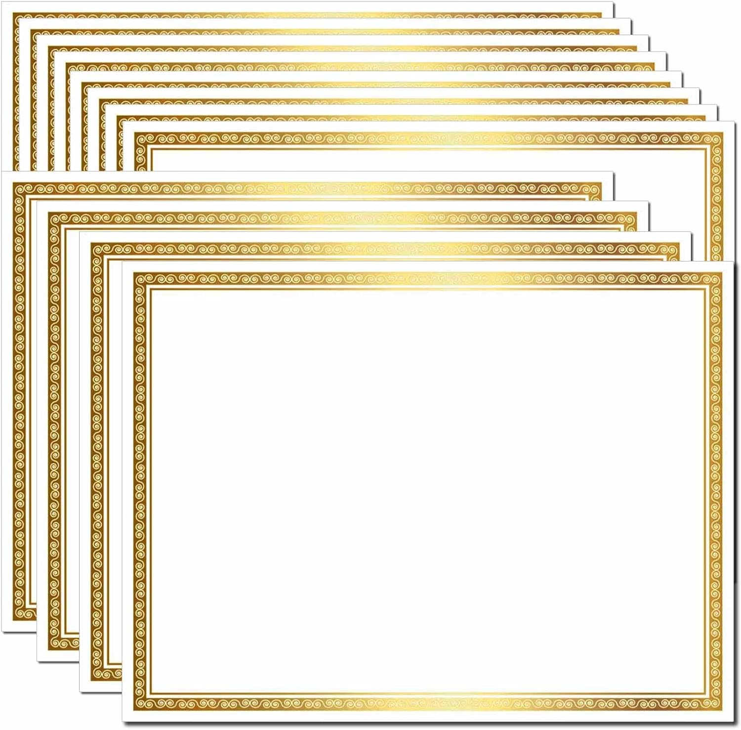 DUGUTUL Classic Gold-Edge Certificate Paper 8.5" x 11", 80 lb Heavyweight Blank Diploma Paper for Graduation, Baptism & Student Awards, 12 Sheets, Laser/Inkjet Printer Safe 12 GOLD