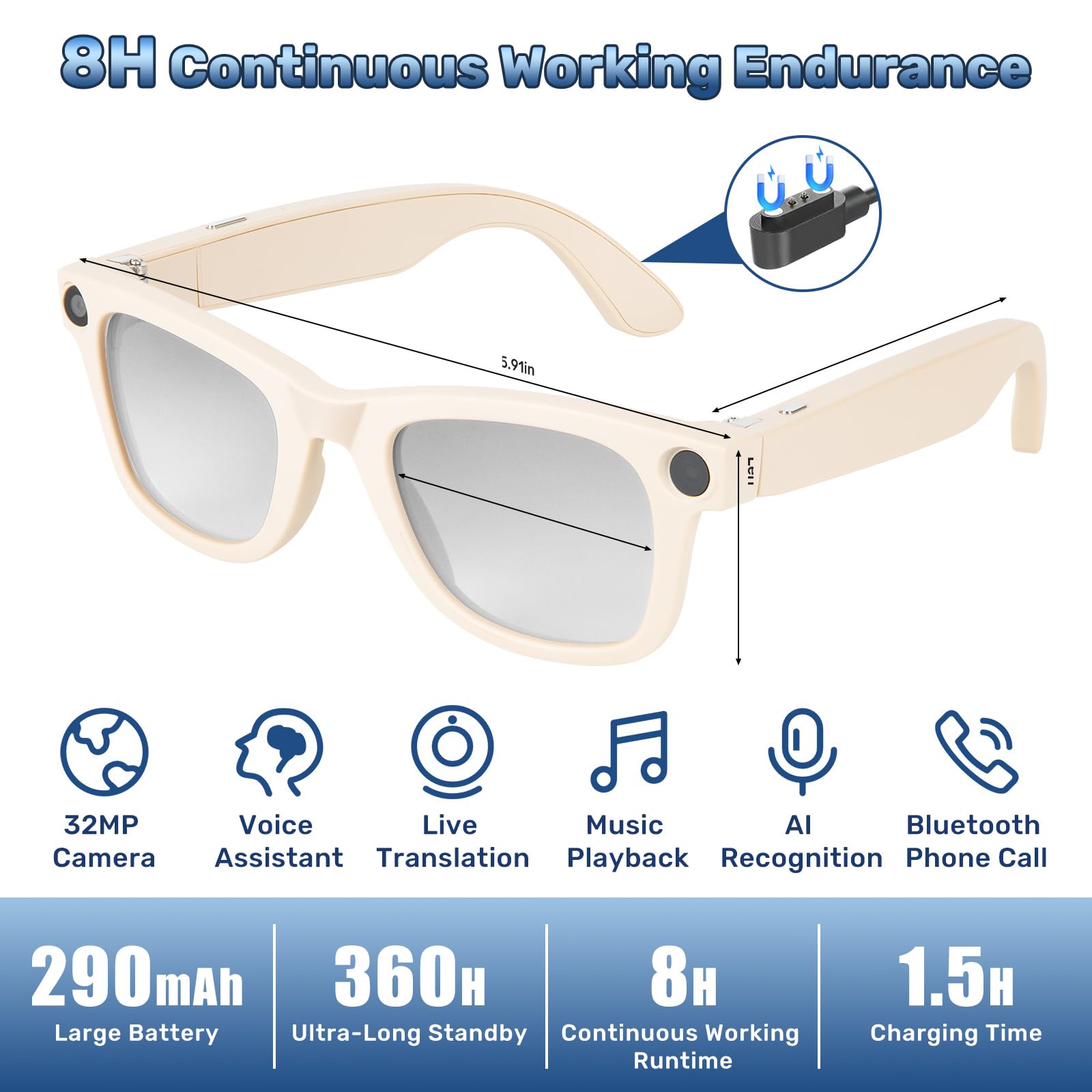 VBESTLIFE AI Smart Glasses, Bluetooth Translation Glasses VBESTLIFE AI Smart Glasses, Bluetooth Translation Glasses