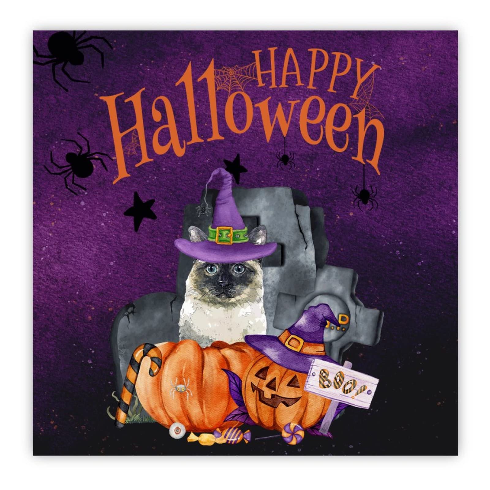 Plaque de bois Happy Halloween avec sorcière et citrouille pour decoration murale de maison