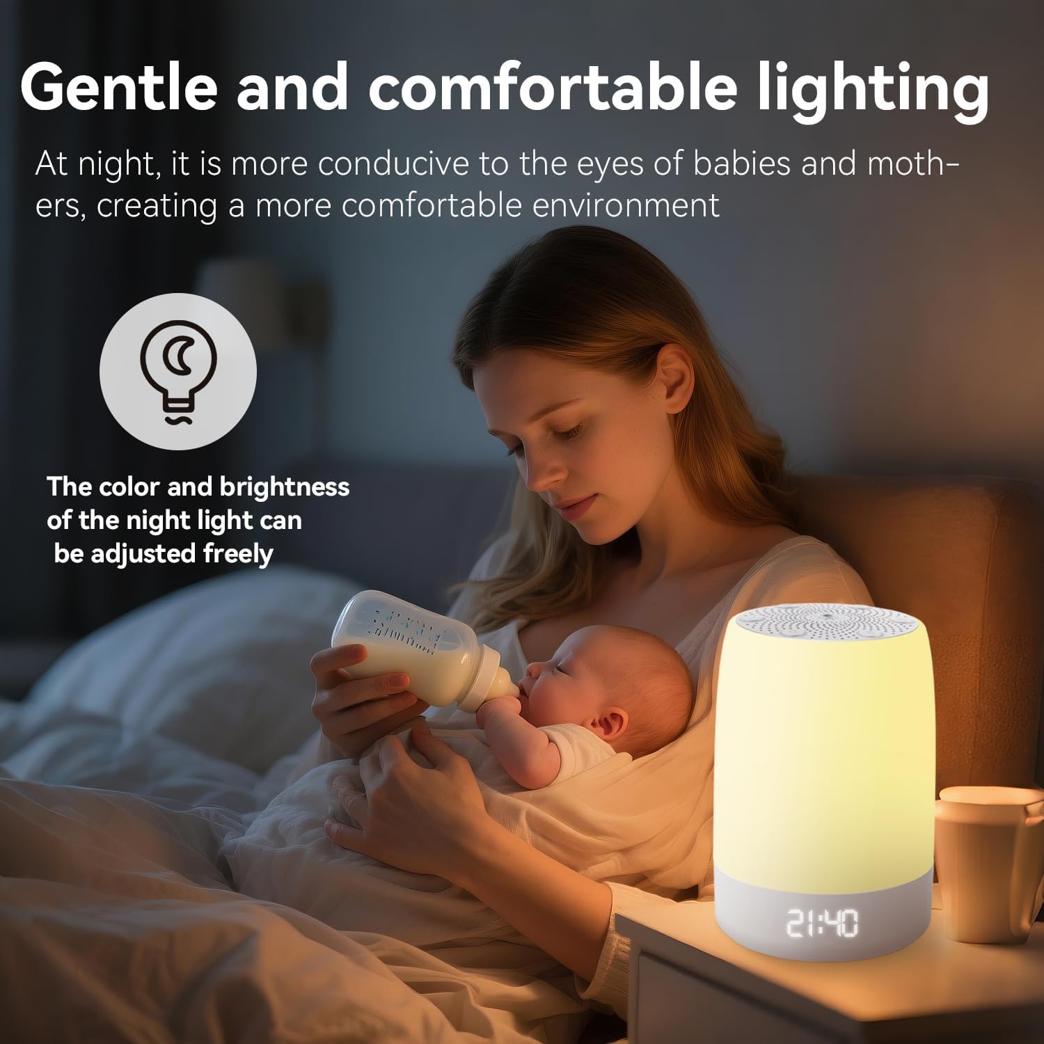 Weißes Rauschen Sound Maschine für Schlaf Kinder Nachtlicht Bluetooth Musik Wecker App Fernbedienung USB Batteriebetrieben 32 natürliche Klänge für Schlafzimmer Kinderzimmer Baby Erwachsene Tragbare