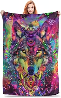 for Wolf Flannel Throw Blanket | Ultra-Soft, Comfy, Lightweight & Warm | Vibrant, Fuzzy, Cozy, Anti-Pilling | Perfect for Couch, Travel, Bedroom, Living Room | Ideal for All 50in×60in