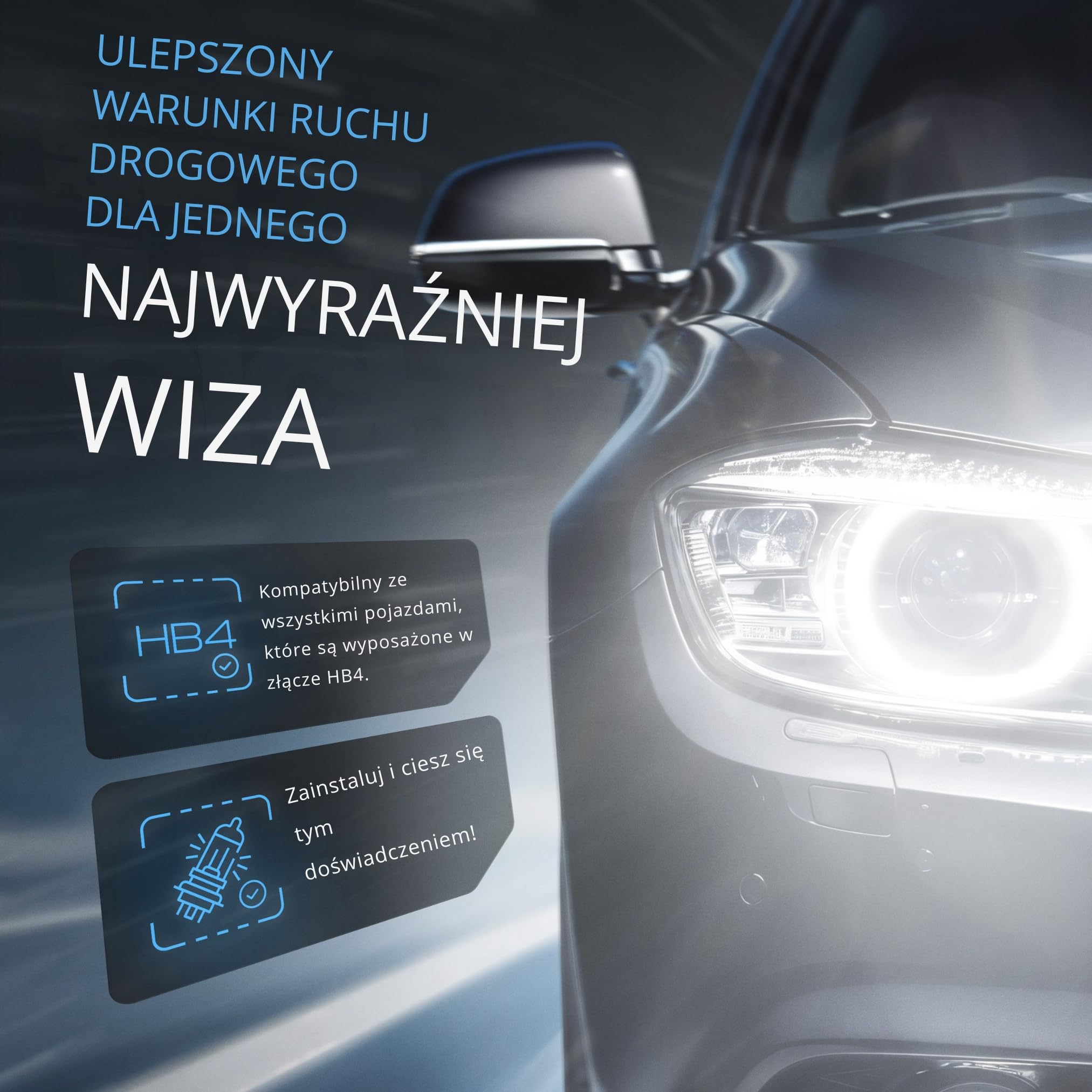 Gread - 2x HB4 lampa halogenowa o wyglądzie ksenonowym – biała – 8500 K 55 W – bez konieczności rejestracji
