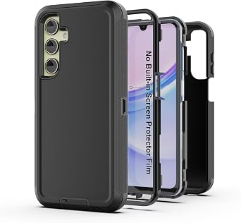 for Galaxy A35 5G Case, Heavy Duty Protective Case with [3 Layers] Rugged Rubber Shockproof Protection Cover for Samsung Galaxy A35Black