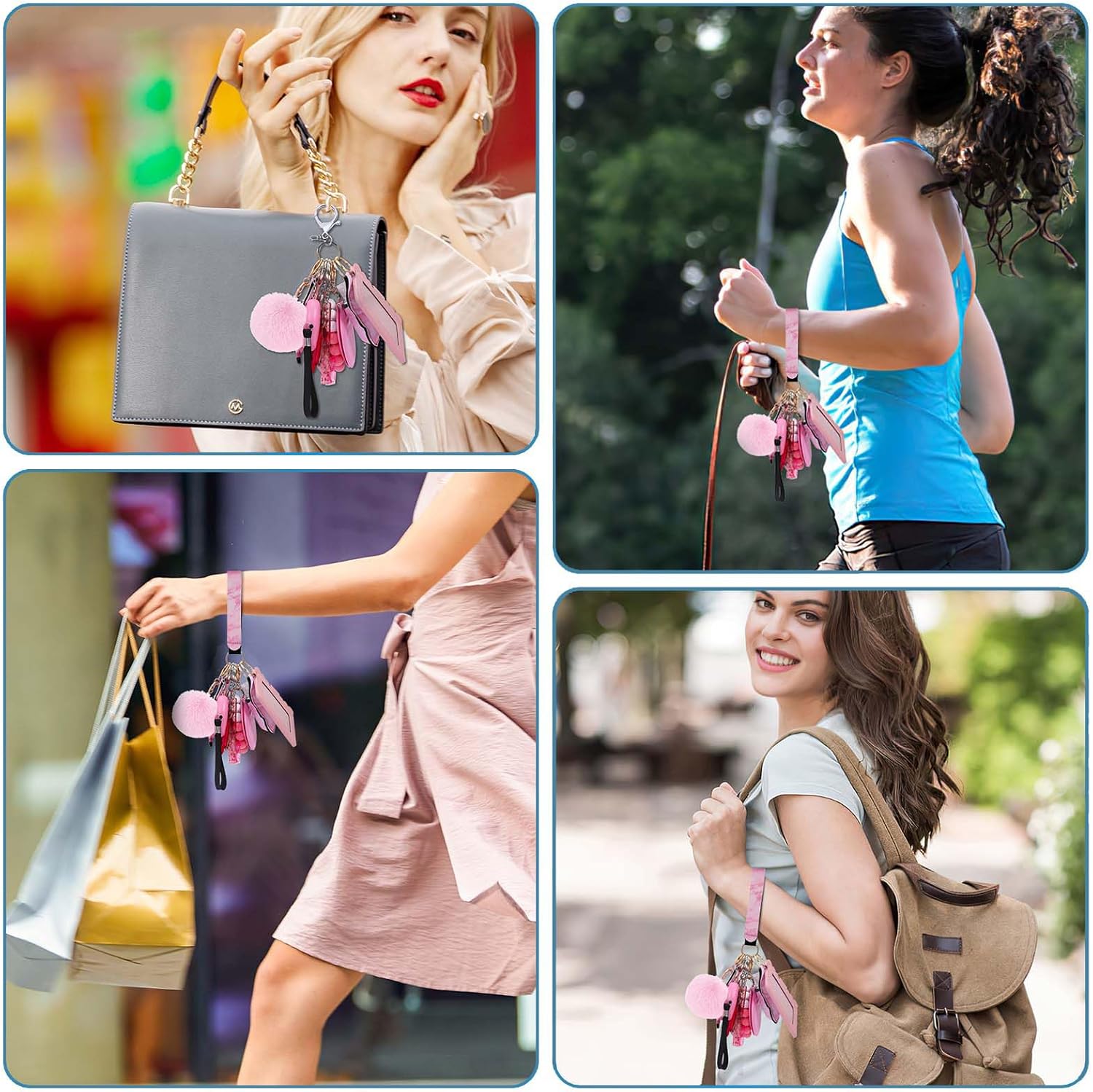 Upgraded Safety Keychain Set for Women, Wristlet Strap Keychain with Personal Alarms, Mirror, Pom Pom, etc. (18PCS) - Image 6