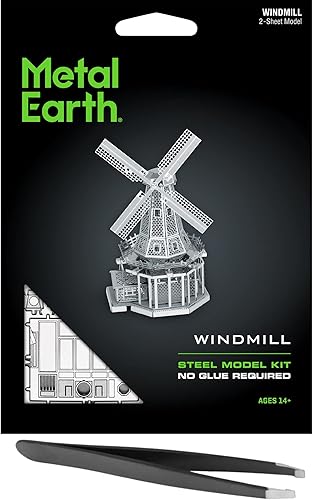 Metal Earth Molino de viento 3D Kit de modelo de metal paquete con pinzas Fascinaciones