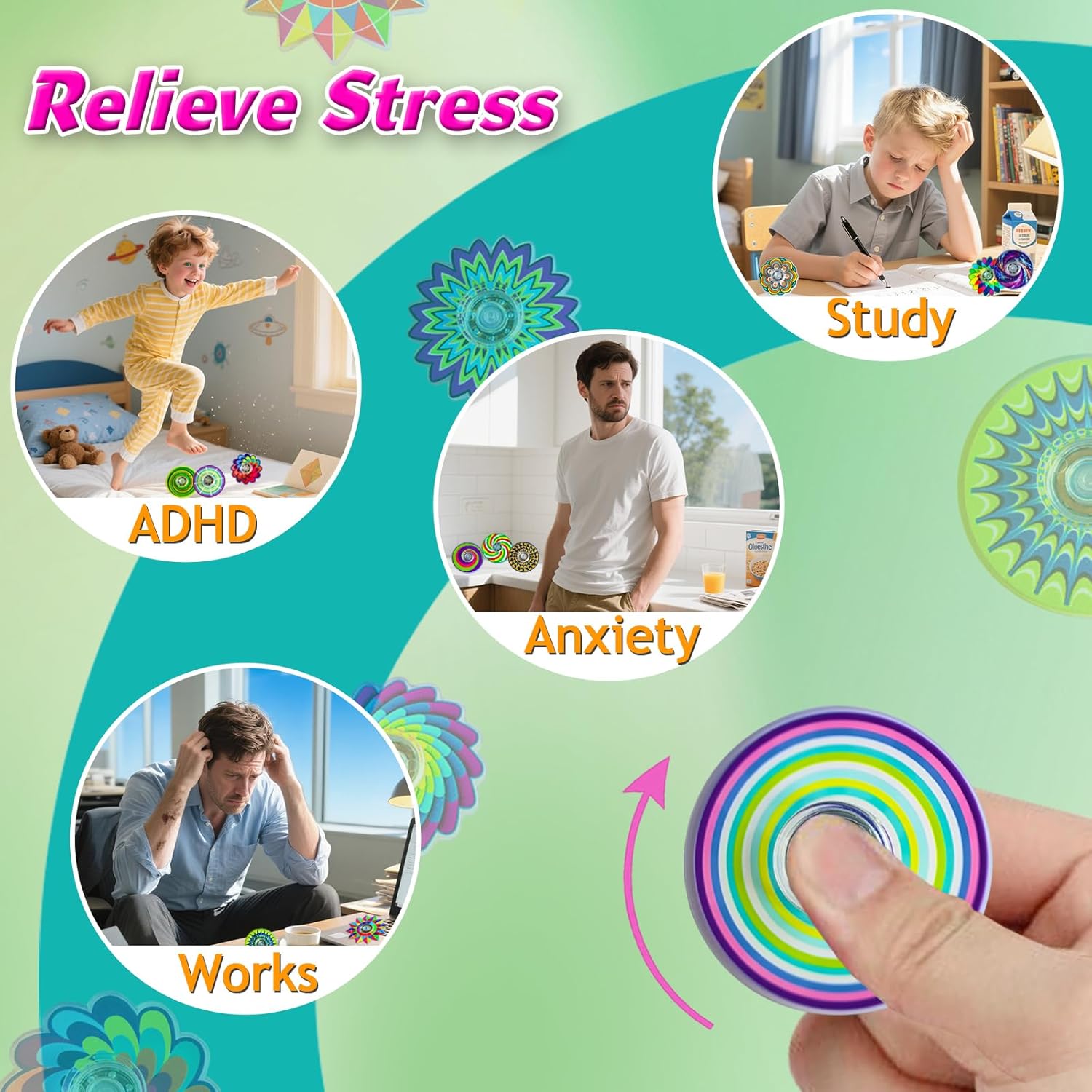 30 Pack Fidget Spinner Toys Mini Bulk Gifts Party Favors for Kids Adults,Sensory Toys Goodie Bags Stuffers for Boys Girls Autism ADHD Stress Relief,Treasure Box Toy Classroom Prizes Supplies