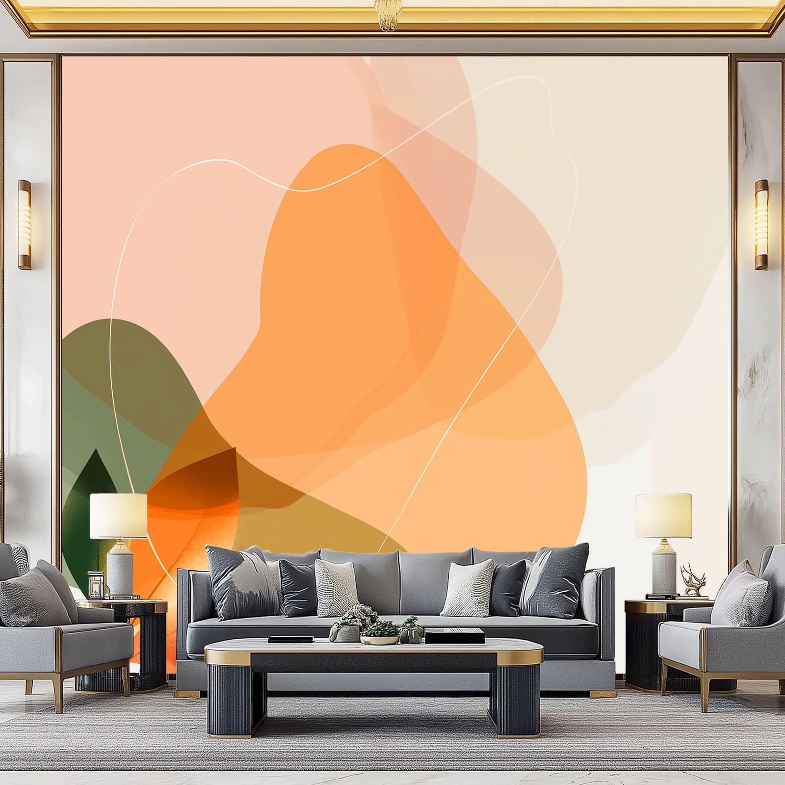 Tapeta z włókniny, abstrakcja, nowoczesna, minimalistyczna, artystyczna, linie, 200 x 140 cm, z efektem 3D, fototapeta – nowoczesna tapeta ścienna, tapeta ścienna, salon, sypialnia, korytarz, beżowa