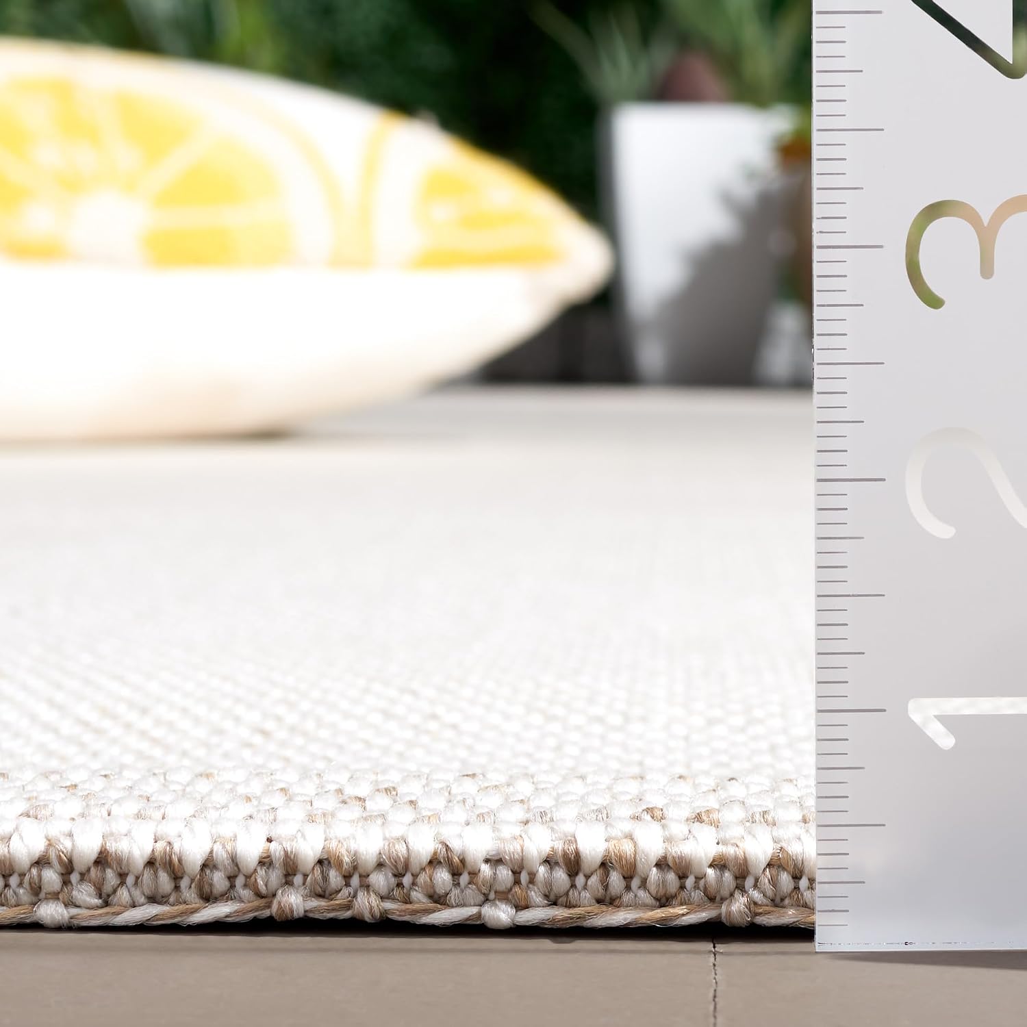 SAFAVIEH Washable Rug Outdoor Sisal All-Weather Collection - 4' x 6', Ivory & Beige, Non-Shedding & Easy to Clean, Ideal for Patio, Backyard, Mudroom (SAW642A)