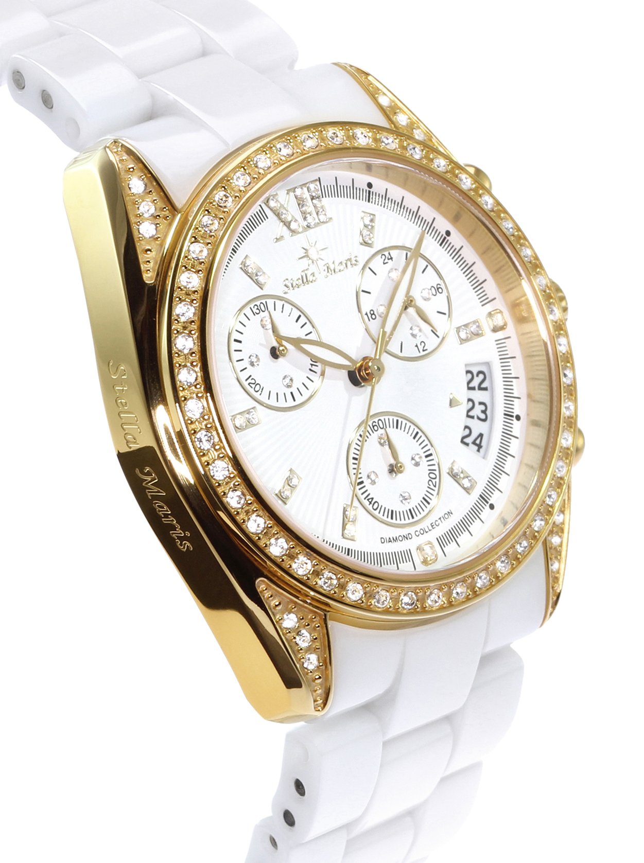 Stella Maris Damen-Armbanduhr Analog Quarz Premium Keramik Diamanten - STM15F6