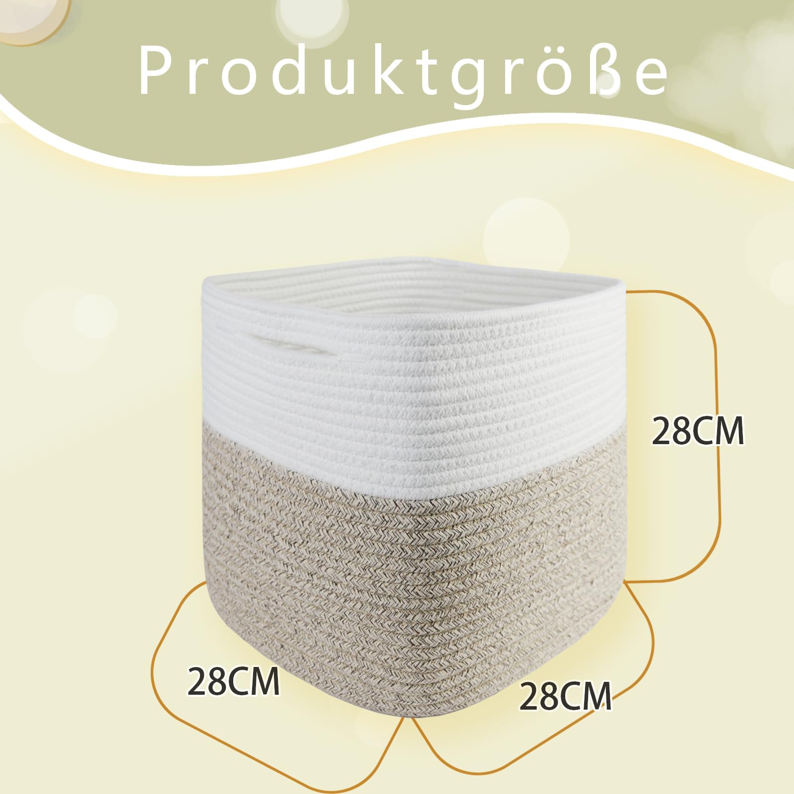 Opbergmand, 28 x 28 x 28 cm, vierkante gevlochten manden van katoenen touw, kleine gevlochten manden om te sorteren, voor kinderkamer, kantoor, decoratief, set van 2, grijs lichtgrijs - wit