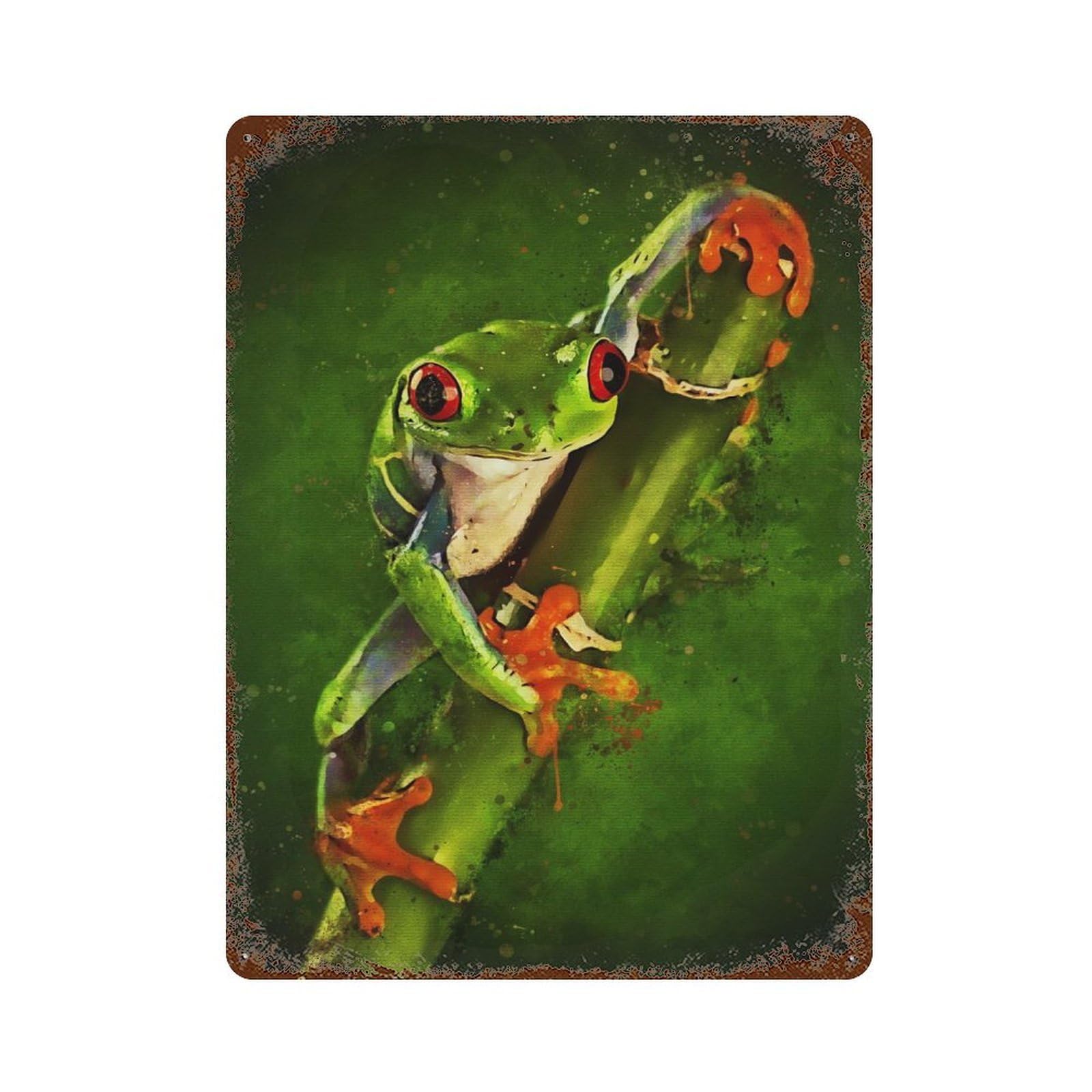Rust Effect Frog Watercolor Vintage Rust Metal Sign 15.7"x11.8", Rustic Home Decor for Farmhouse, Kitchen And Entryway Decor