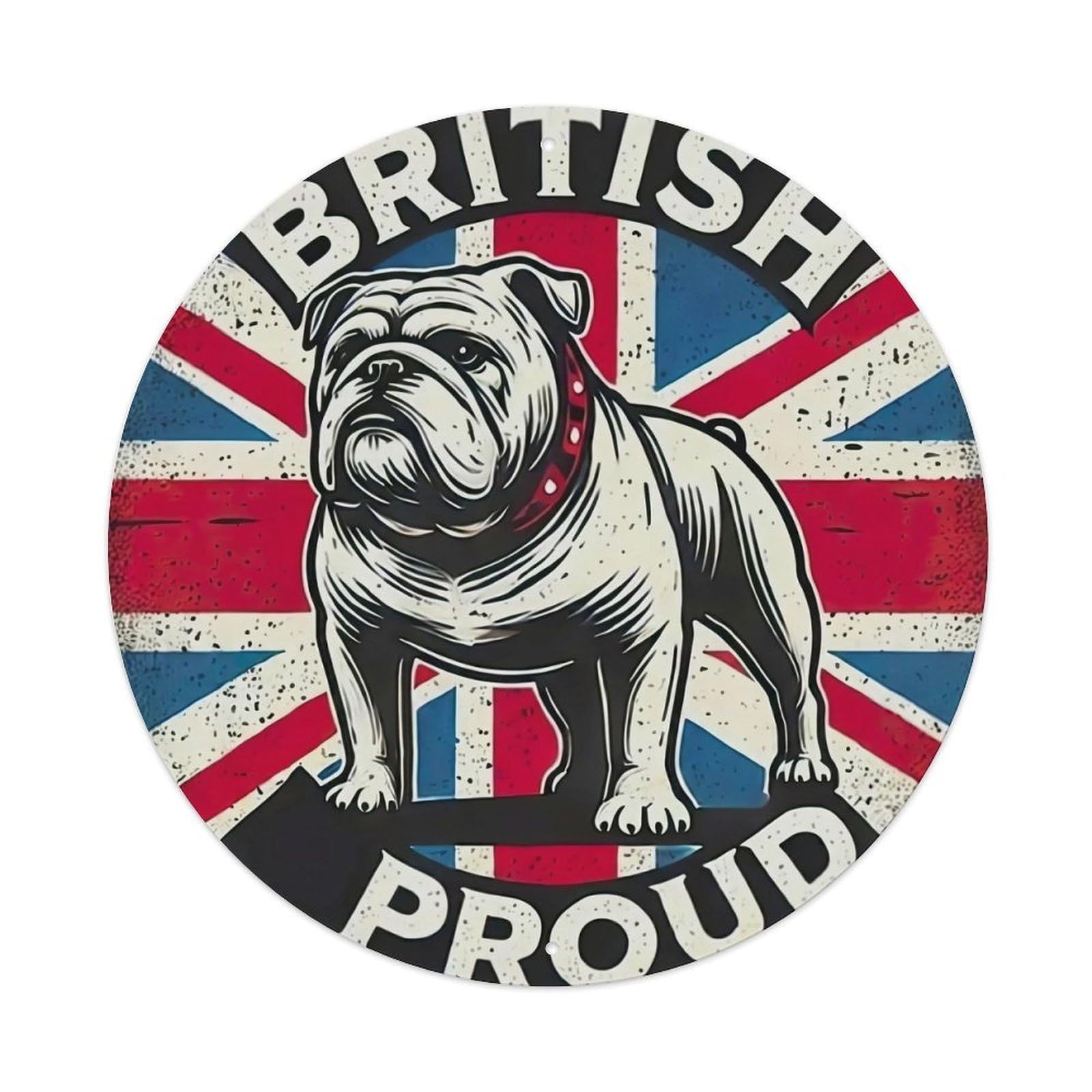 British Proud Bulldog Pet Breed Heritage Emblem Metal Tin Sign