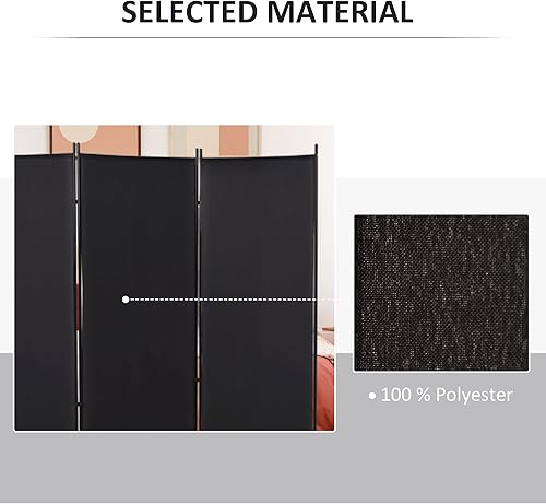 Miniatura 4 de HOMCOM Divisor de habitación plegable de 3 paneles, pantalla de privacidad separador de pared para interior dormitorio oficina, 100 x 72 pulgadas,