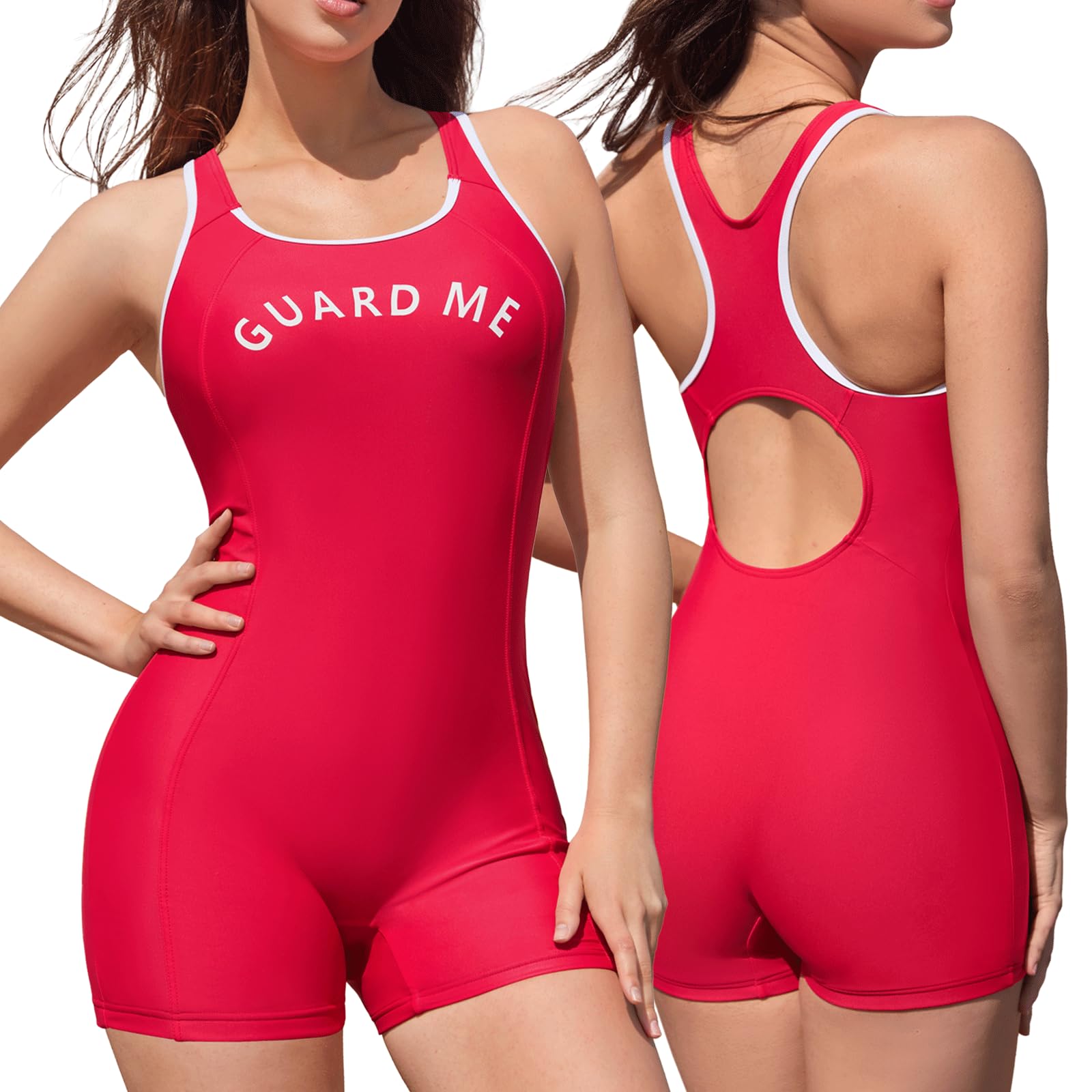 GUARD ME Womens Guard Athletic One Piece Boyleg Swimsuit Competitive Pro Swimwear
