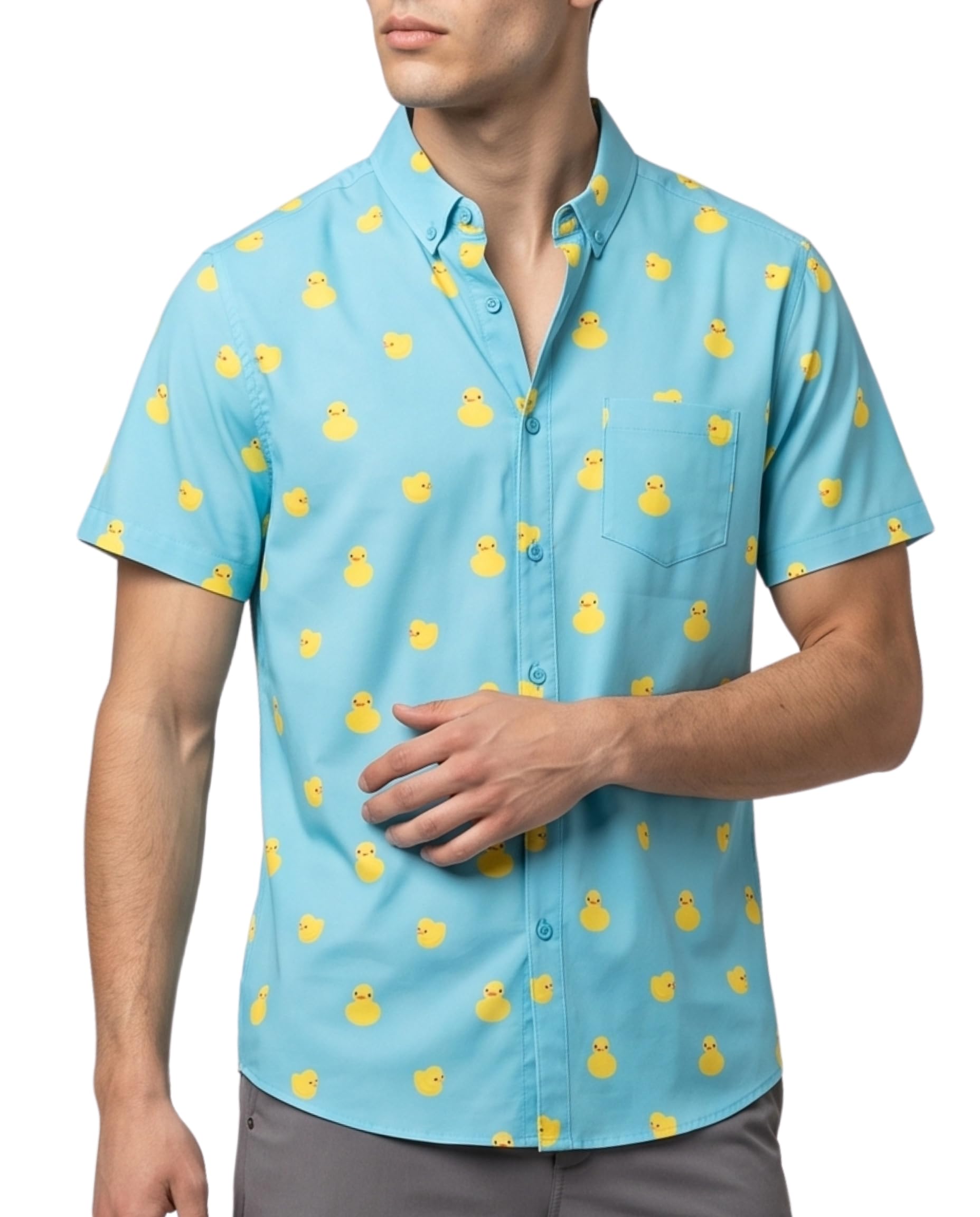 Visive Camisa Hawaiana de Manga Corta con Botones para Hombre Grande