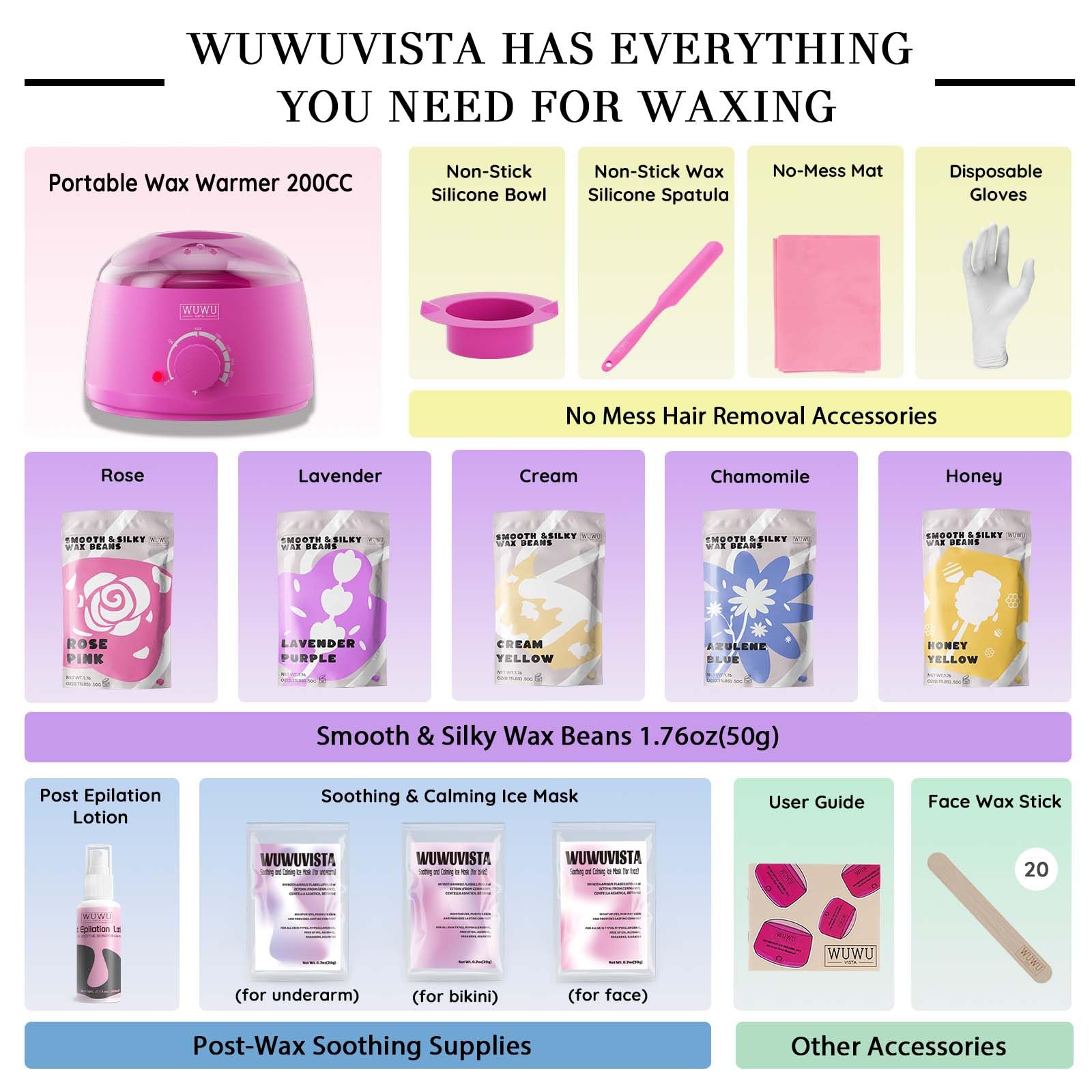 Wachsset, Hartwachs-Set zur Haarentfernung mit Wachsschmelzwärmer und Wachsperlen für Damen und Herren, professioneller Wachstopf für Gesicht, brasilianisch, Ganzkörper, Bikini, empfindliche