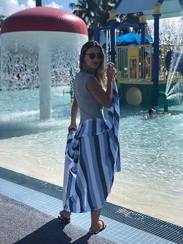 Miniatura 4 de Lux - Toalla de playa de algodón absorbente de gran tamaño de 38 x 75 pulgadas, con bolsillo oculto con zíper, 100% algodón turco natural, talla XL,