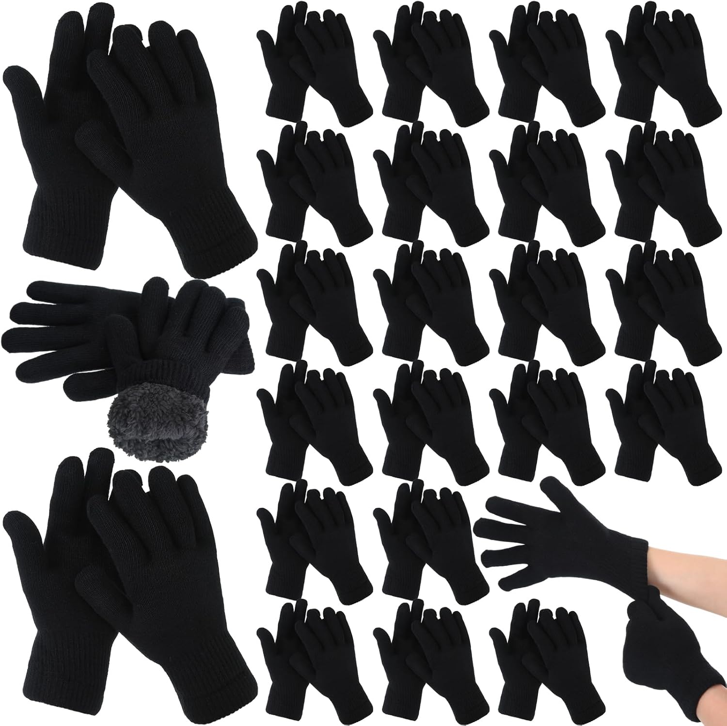 Cooraby 16 Pairs Adult Winter Knitted Magic Gloves Full Fingers