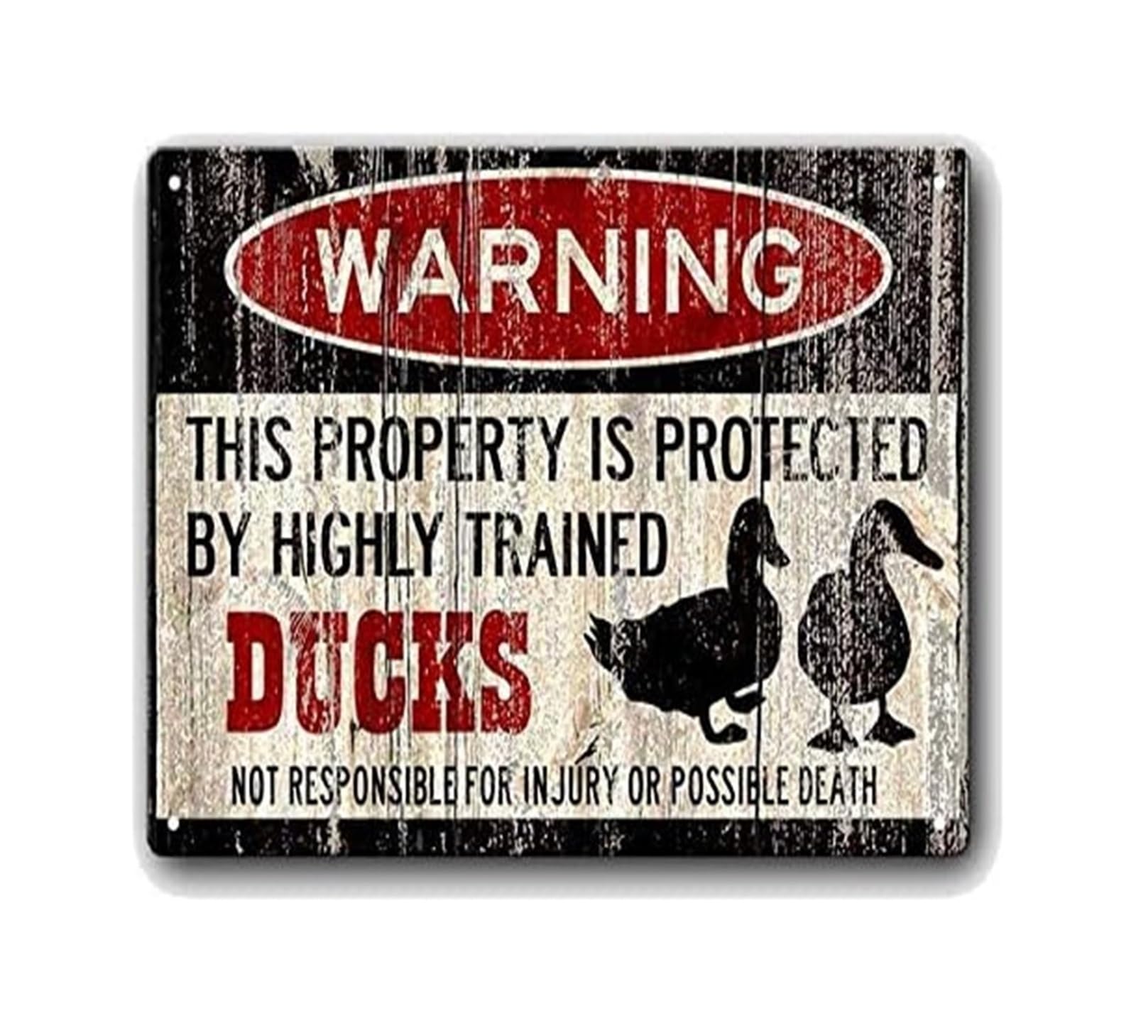 HDKYSWBUEJ Vintage Duck Warning Sign Funny Rules Metal Tin Sign Retro Wall Decor for Kitchen Bar Garage Cafe 8 X 12 inch
