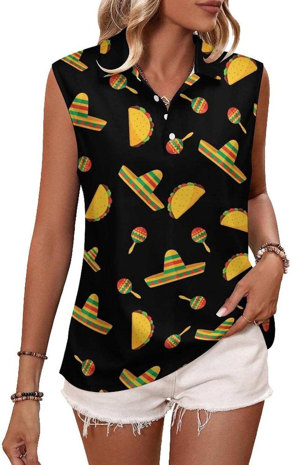 Women's Sleeveless Polo Shirt Quick Dry Athletic Tank Top for Golf Tennis Gym
