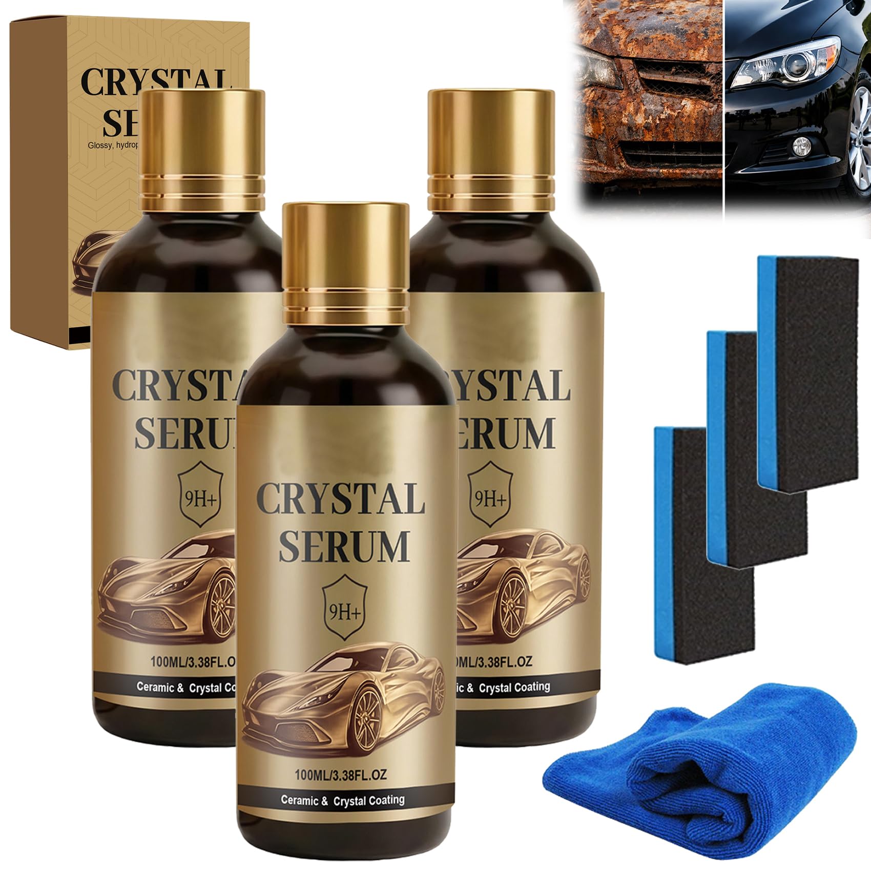 2PACK 100ml Crystal Serum – Advanced Graphene Ceramic Coating for Cars | 9H Graphene, Ultimate Quick Effect Car Coating Spray for Shine & Protection, Nano Coat Restore for Paint, Glass & Wheel (2PCS) — view 8
