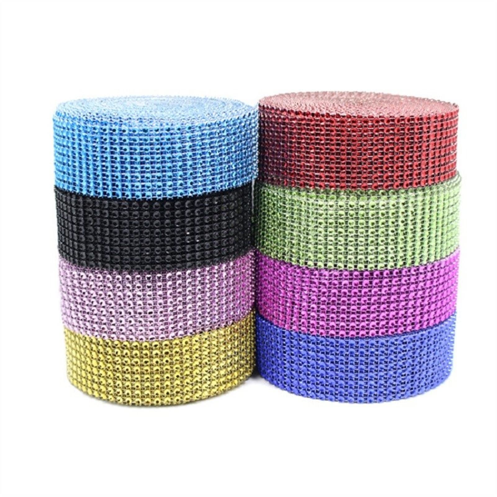 ACiyD Mehrzweck 4Yard 4CM Gold Silber DIY Diamond Mesh Strass Wraps Ribbon Crystal Roll Trim Sparkle Mesh Wrap for Hochzeit Blumendekoration für Geschenkverpackung Craft (Color : Blue) (Rose Red)