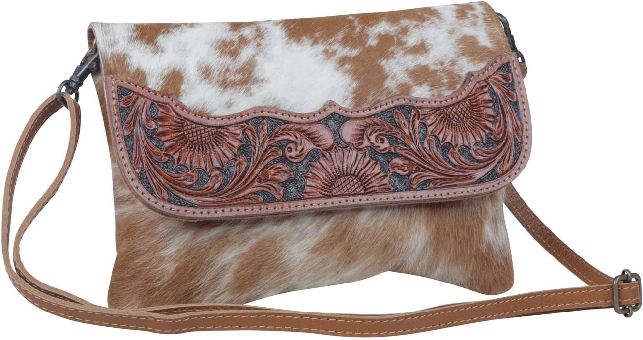 Myra Bag Brown Shells Hand-Tooled Bag S-3996