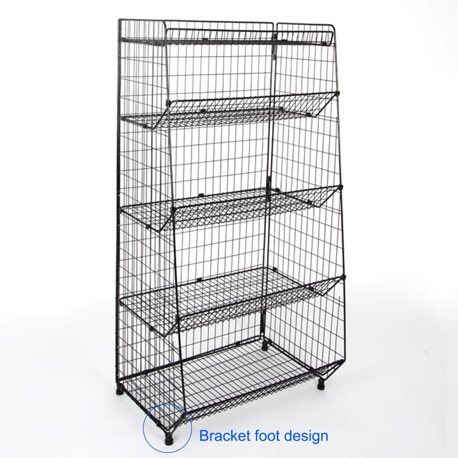 Estante de exhibición minorista de 5 niveles, estante de supermercado, soporte organizador de refrigerios de metal para tiendas de conveniencia, oficina, hogar, estantes de almacenamiento de alimentos