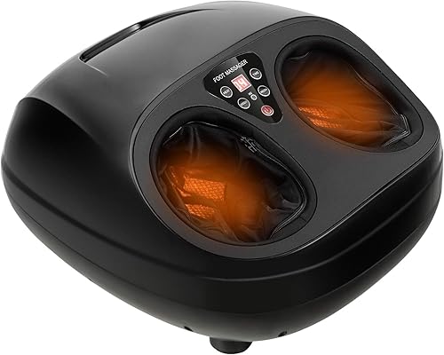 Giantex Máquina masajeadora de pies con calor y control remoto, masajeador de pies Shiatsu con compresión de aire de amasamiento profundo, función