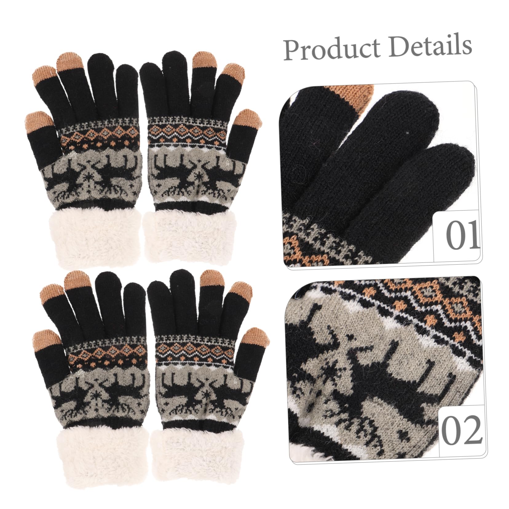 SHERCHPRY 3pares Guantes De Invierno De Gruesa Para Mujer Cálidos y Cómodos Frío Diseño De Dedos y Elástico
