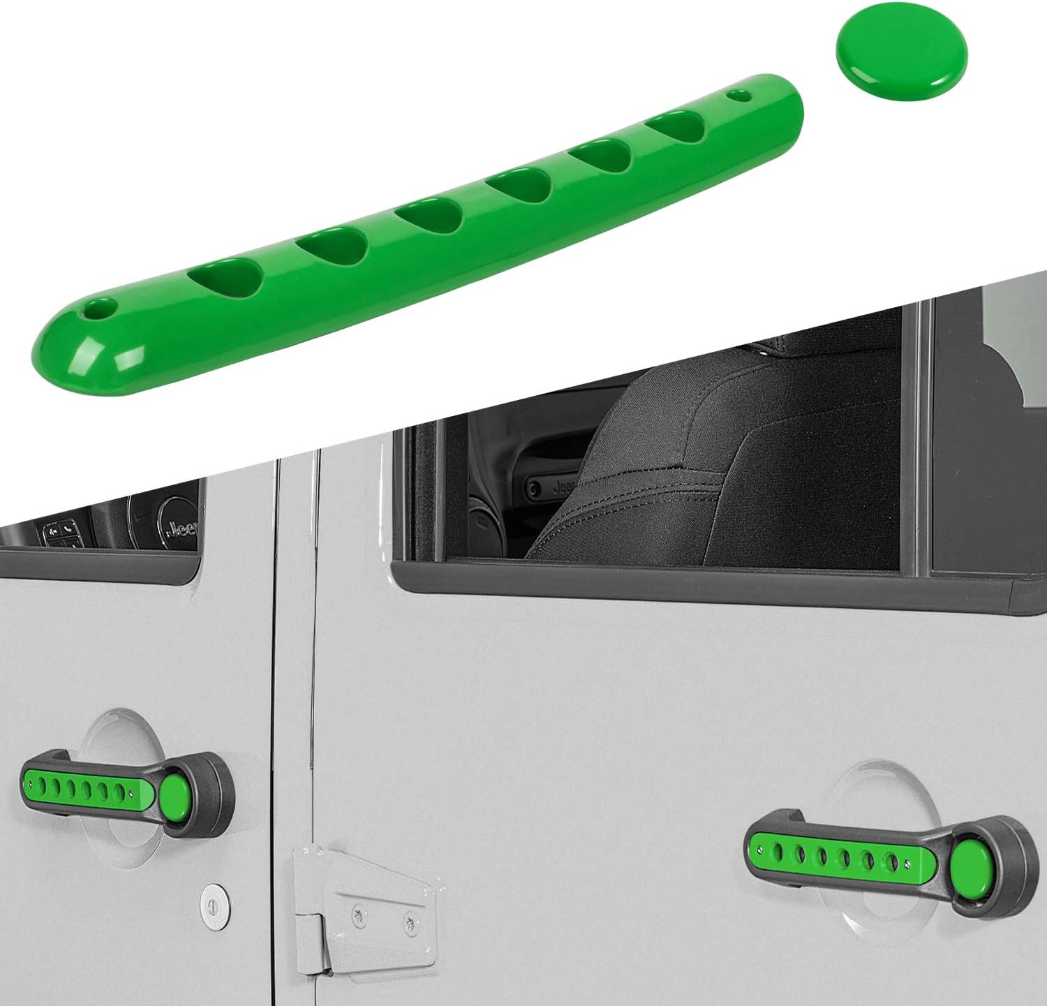 Side Door handle insert Grab Handle & Push Button Knobs Cover Trim Fit for Jeep Wrangler JK JKU 2007-2018