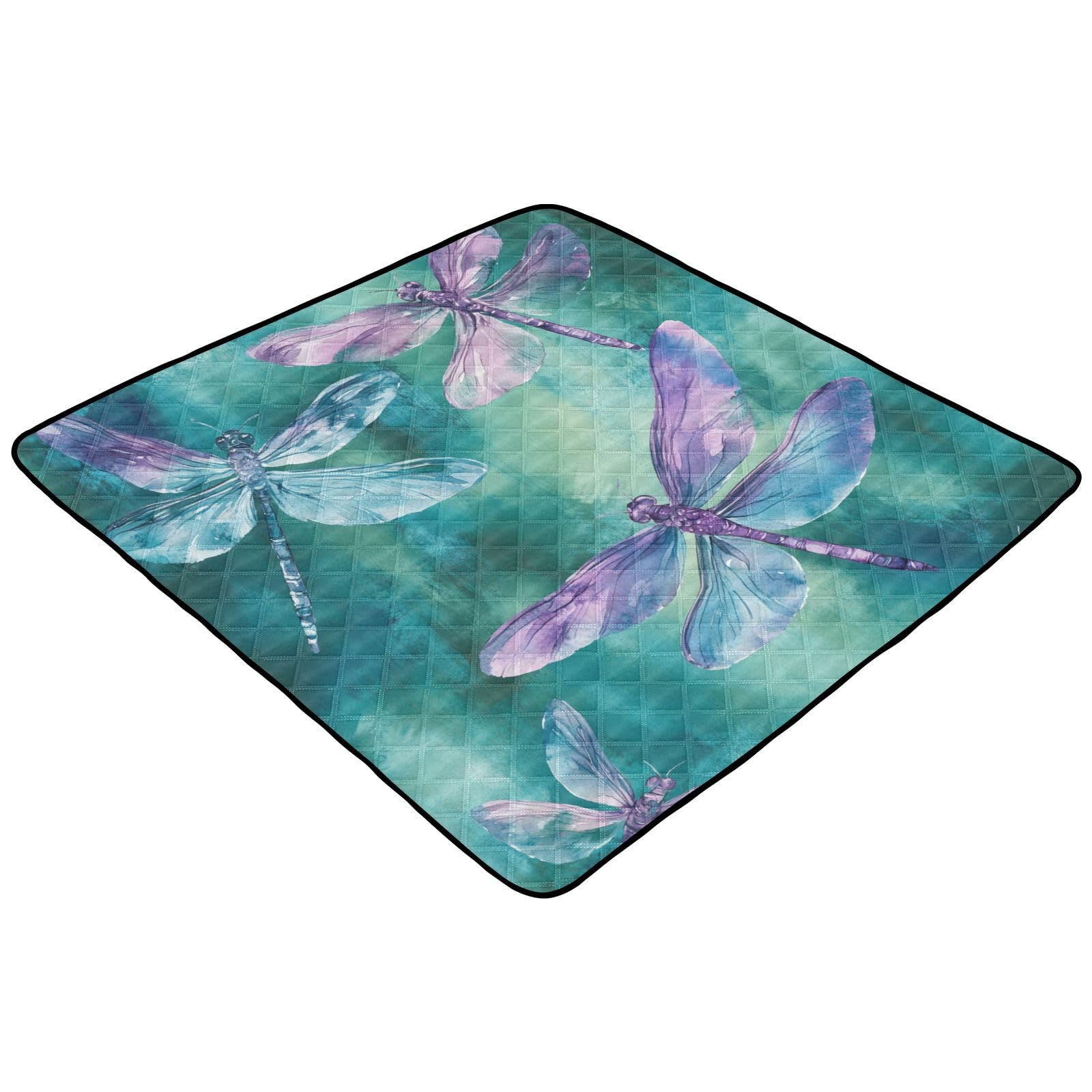 Kigai Watercolor Dragonflies Baby Play Mat for Floor and Playpen 50x50 inch Non-Slip Baby Activity Playmat Waterproof Foldable Crawling Mat for Infants Toddlers