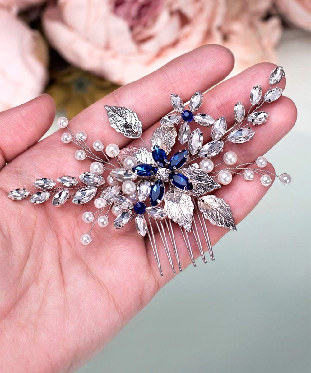 Amazon.com : Aimimier Bridal Sapphire Crystal Hair Comb 