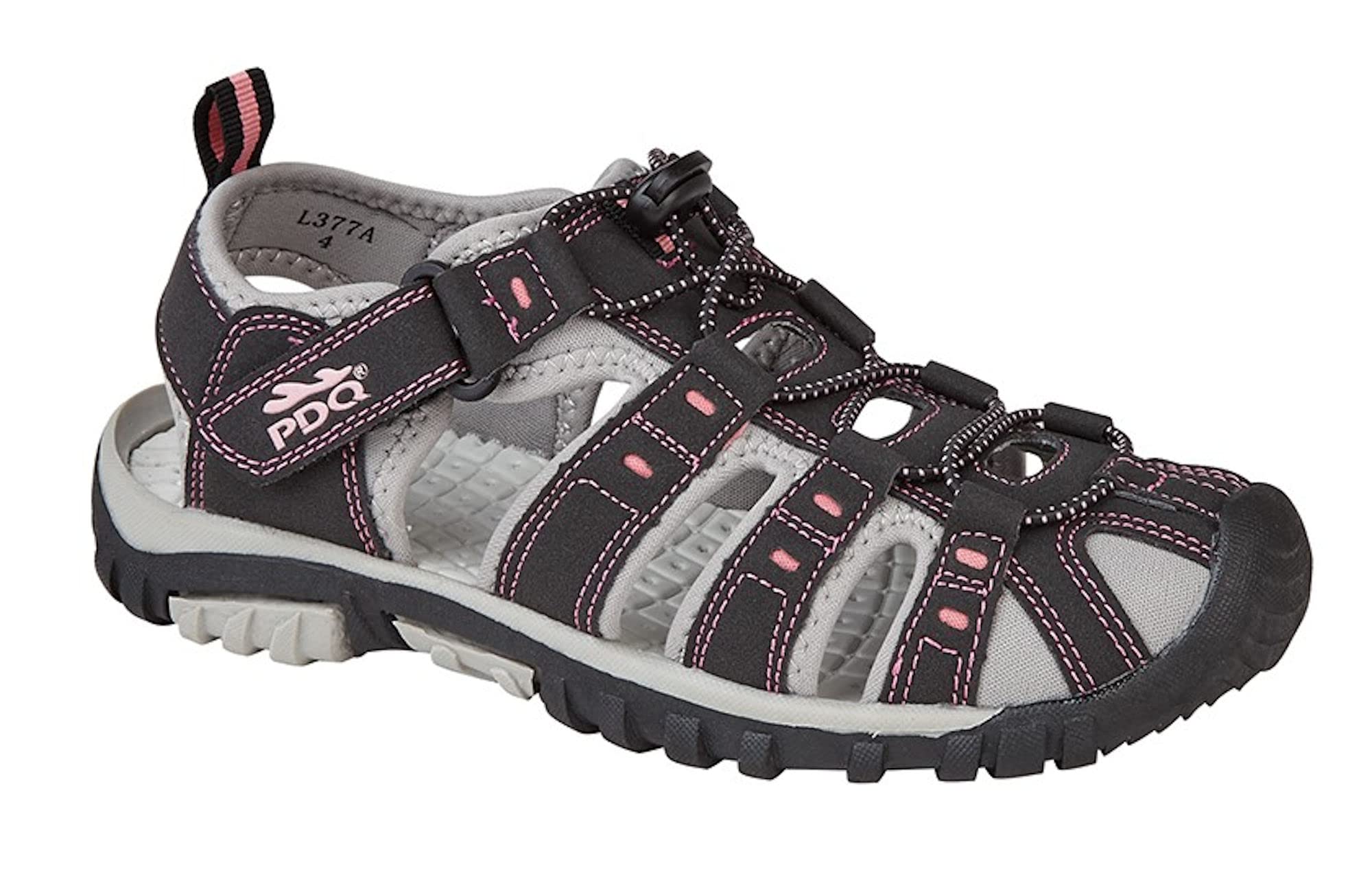 PDQLadies Toggle Touch Fastening Sports Trail Sandals - Black / Pink - 6 UK