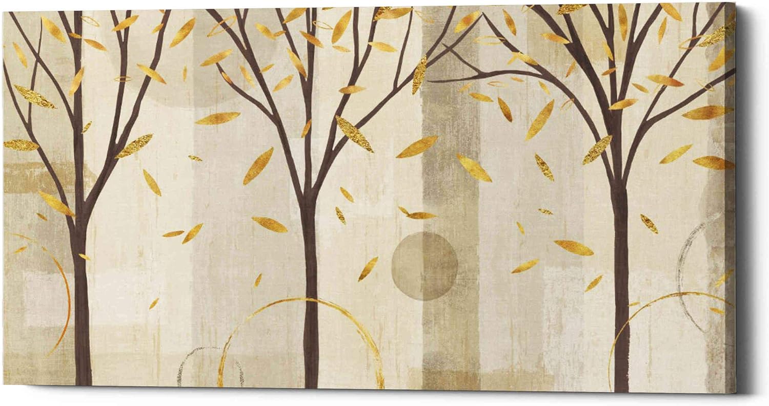 Epic Graffiti 'Watercolor Forest Gold I' by Veronique Charron, Canvas Wall Art, 24"x12"
