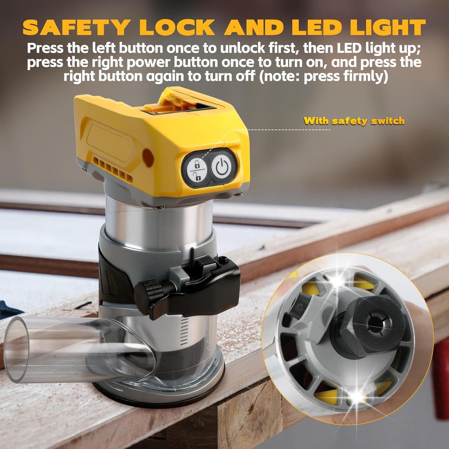 Brushless Cordless Compact Router Compatible with DeW-alt 20V Battery (Bare Tool), 5 Variable Speeds, 800W Fixed Base Wood Router Tool (Compatible with Dew-alt 20V)