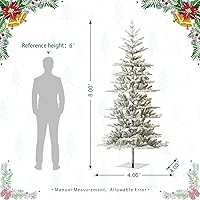 Vista 128 de Glitzhome Prelit Christmas Tree, 6ft Flocked Artificial Christmas Tree Serene Snowscape Fir with 300 Warm White Lights for Home, Office, Party