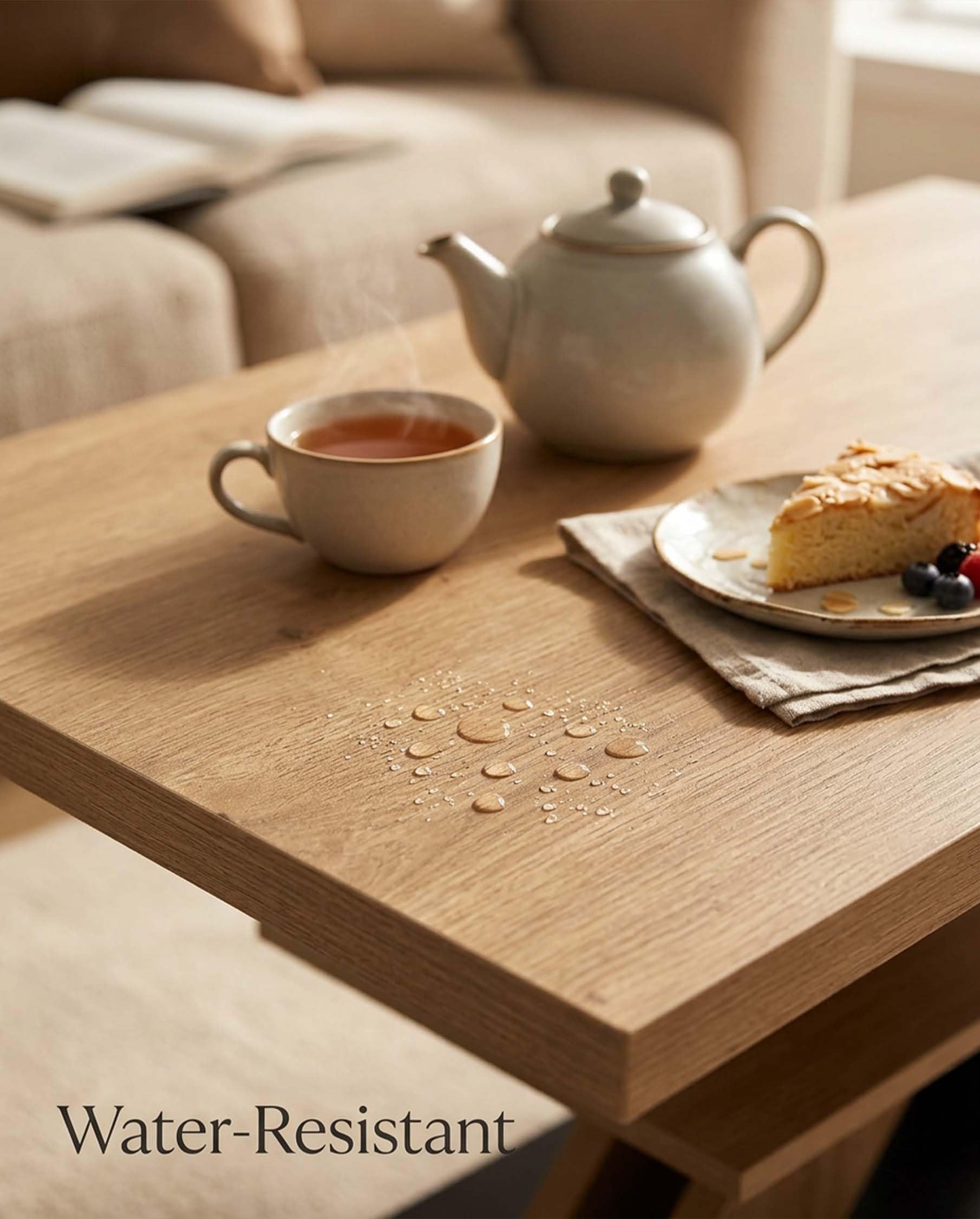 Mesa de centro de madera de roble negro, 100 x 50 x 45 cm, mesa de salón, rectangular, moderna, con estante, espacio de almacenamiento, diseño Z, mesa de salón para sofá