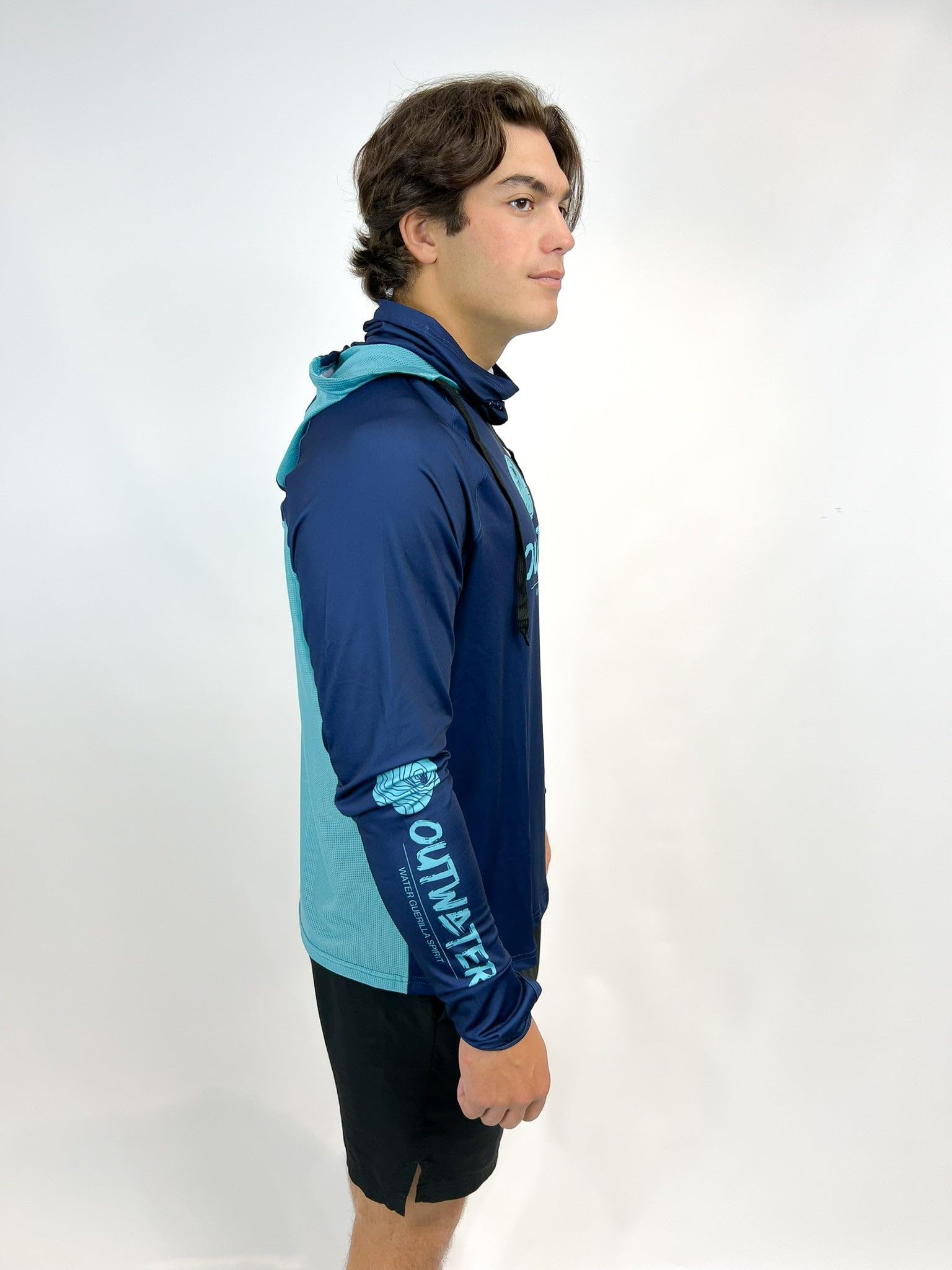 OUTWATER Guerilla – Camiseta de pesca para hombre, protección solar, antirrayos UV con capucha UPF50+ | Pesca, Kayak, Paddle, Outdoor