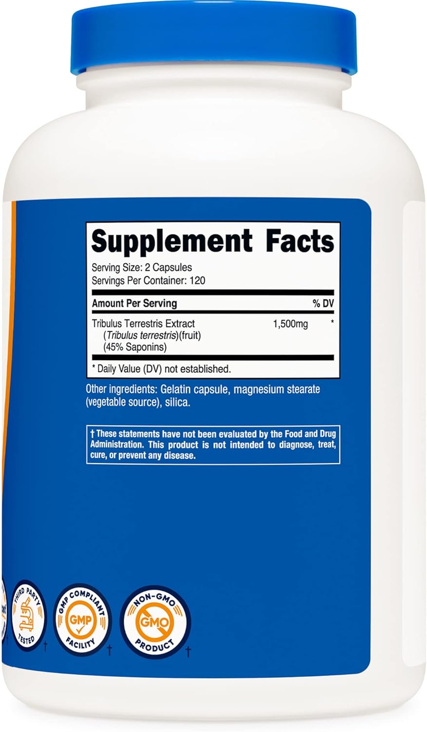Nutricost Tribulus Terrestris Extract 1500mg, 240 Capsules - 45% Saponins, 120 Servings, Non-GMO, Gluten Free : Health & Household