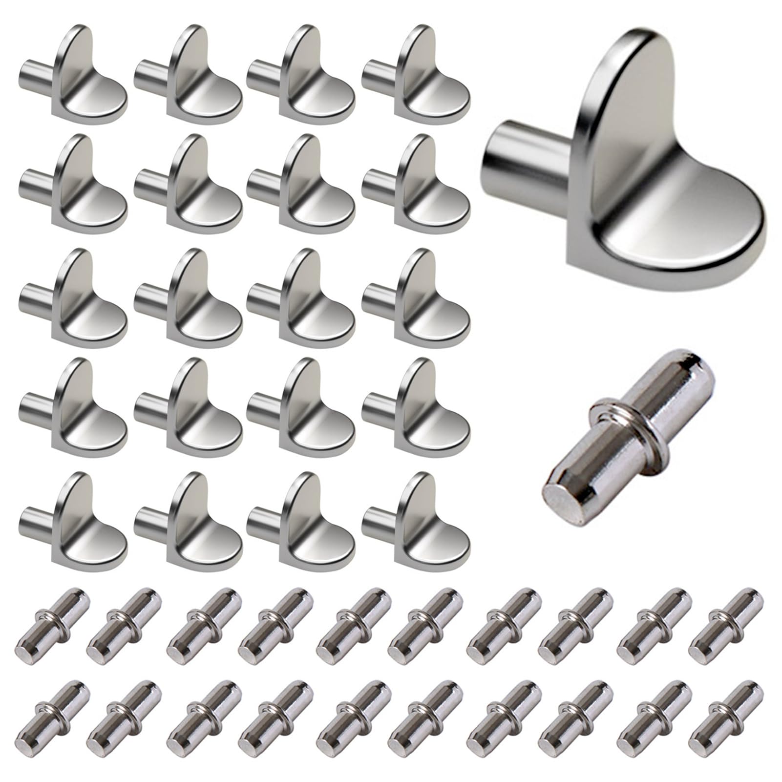 Zjcangliu Silver 40 Pcs Shelf Support Pegs 5Mm,Shelf Pins,Shelf Brackets & Supports,Cupboard Shelf Pegs,Kitchen Cupboard Shelf Supports,For Cupboards,Storage Rack,Tables,L-Shaped,Cylindrical(Two Designs)