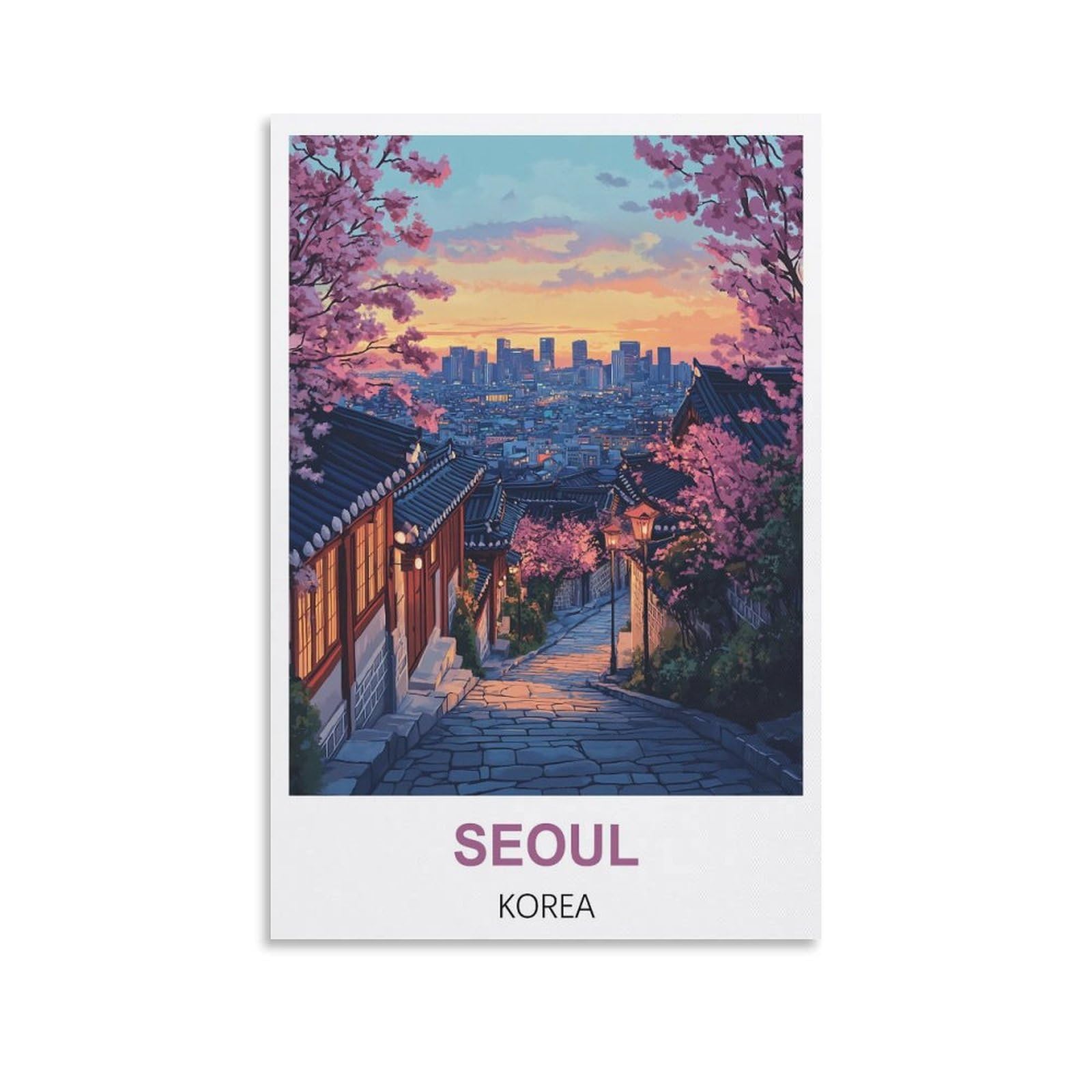 Ppnvmkx Unframe-Style Seoul Korea Vintage Travel Poster 12X18inch(30X45cm) Wall Decor Painting Canvas Wall Art Living Room Poster Bedroom